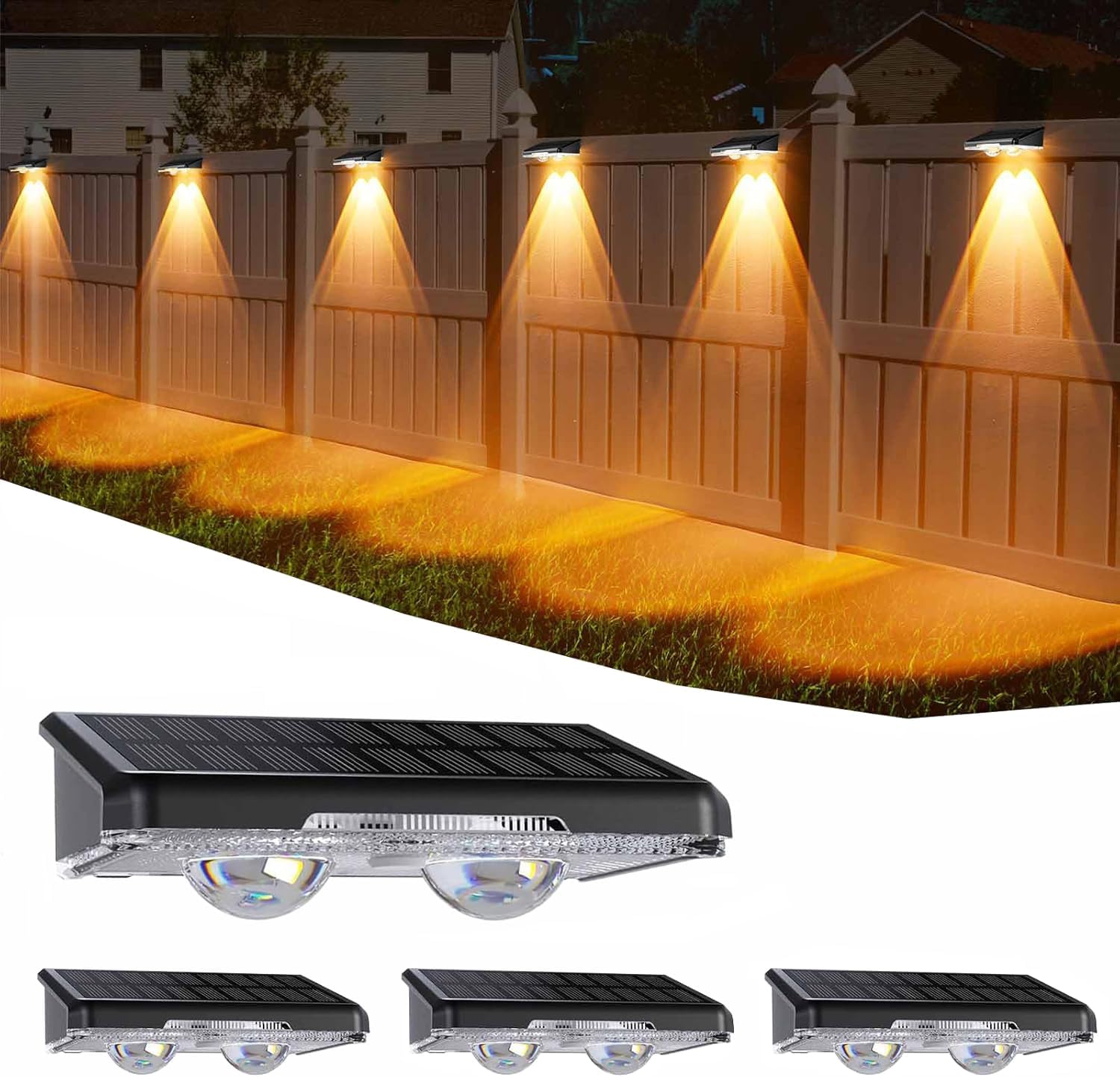 Detalle de Quntis Outdoor Solar Wall Lights (4 Pack): 11 RGB Modes, IP64, Wireless, Battery-Powered Facade & Garden Lighting