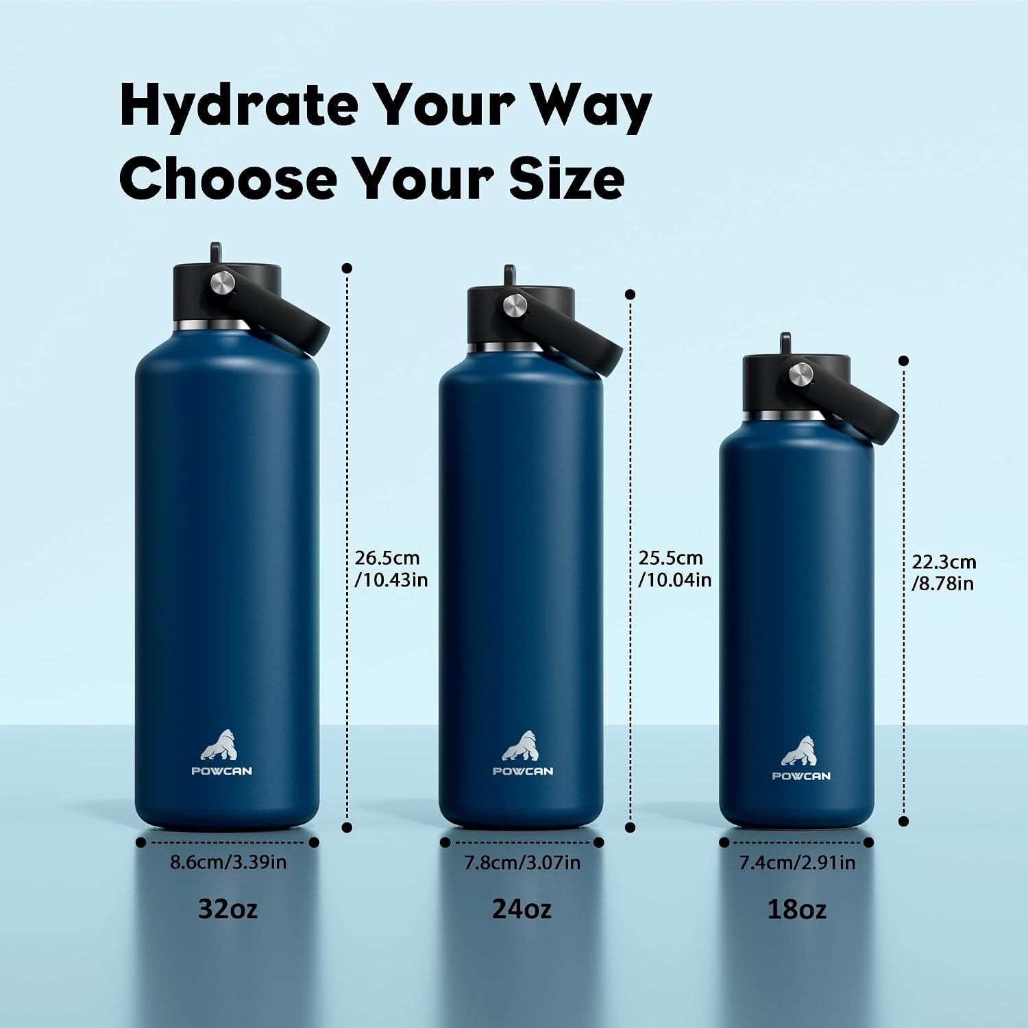 Thumbnail 6 de POWCAN 24oz Slim Water Bottle, Insulated Stainless Steel with Straw