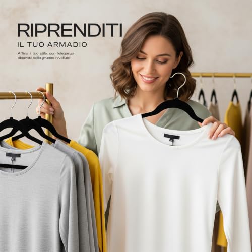 Detalle 2 de Utopia Home Premium Grucce Velluto Nero – Confezione da 50