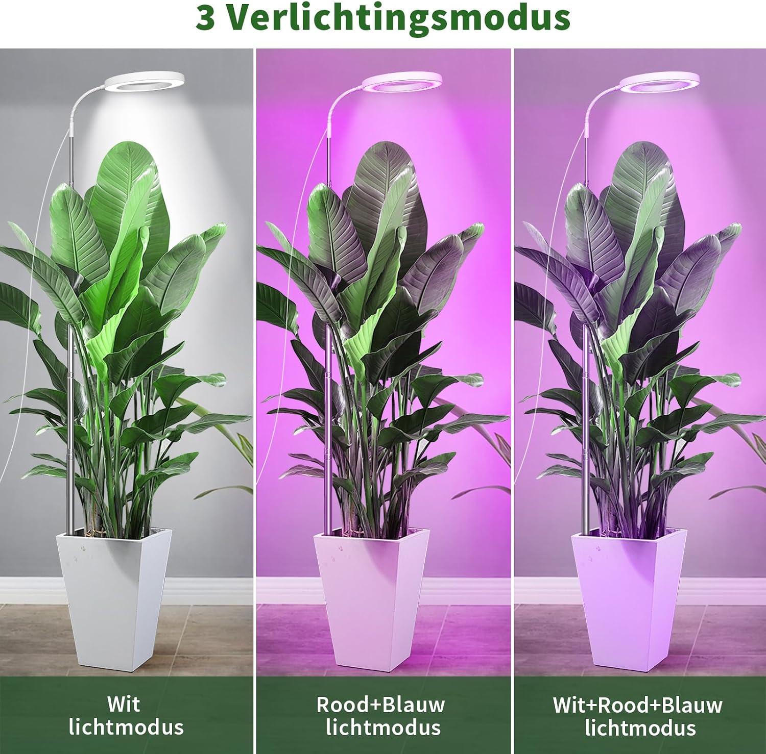 Detalle de INTERESTIME INT-PL160-W1 LED-plantenlamp, 72 leds, volledig spectrum en timer