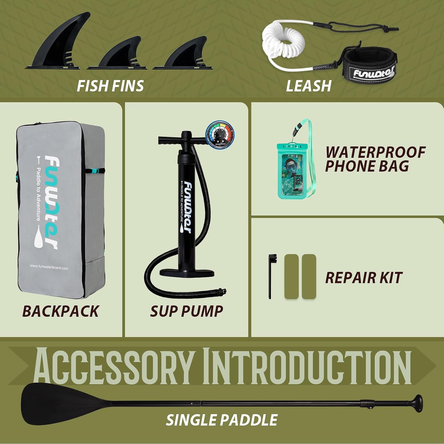 Thumbnail 4 de FunWater Inflatable Stand Up Paddle Board (11'6", 11', 10'6") with Premium Accessories