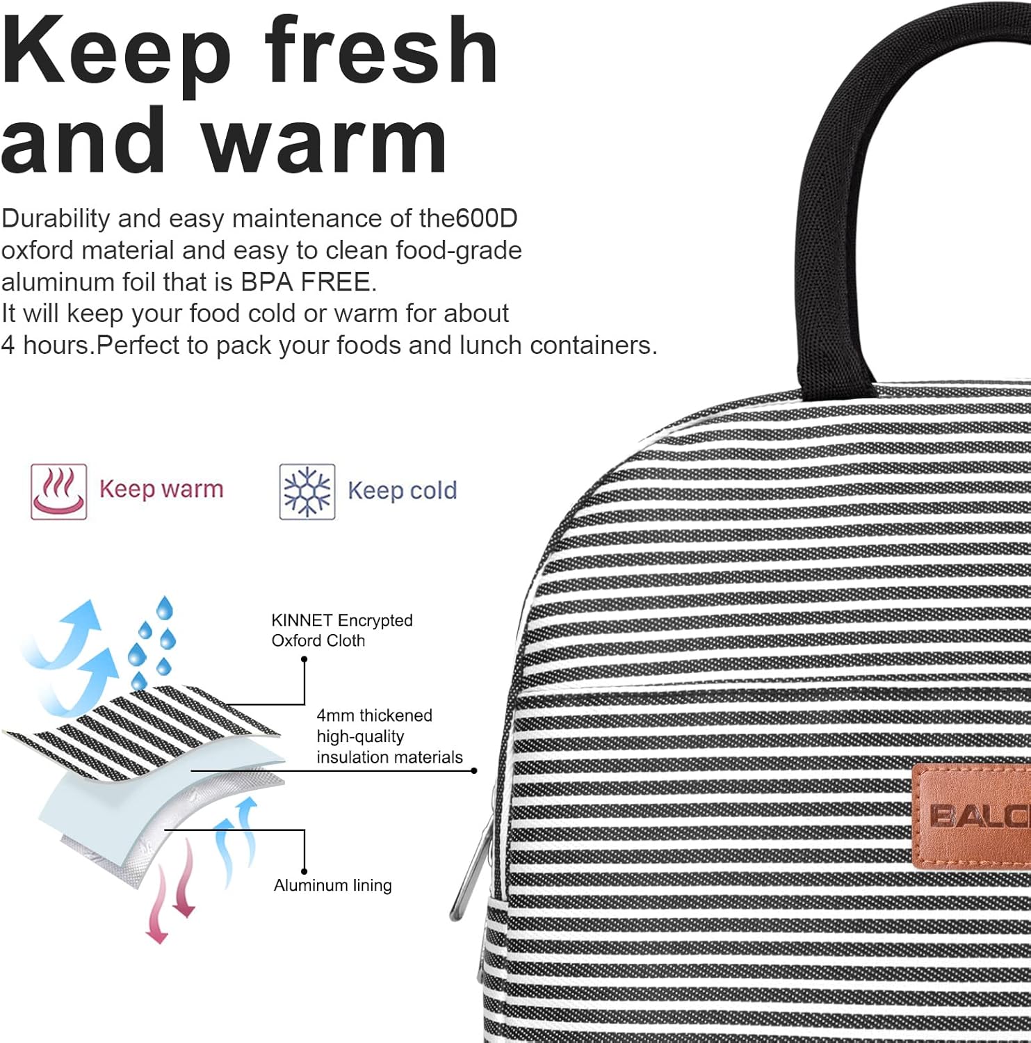 Thumbnail 3 de BALORAY Insulated Lunch Bag for Work, Travel, and Picnic