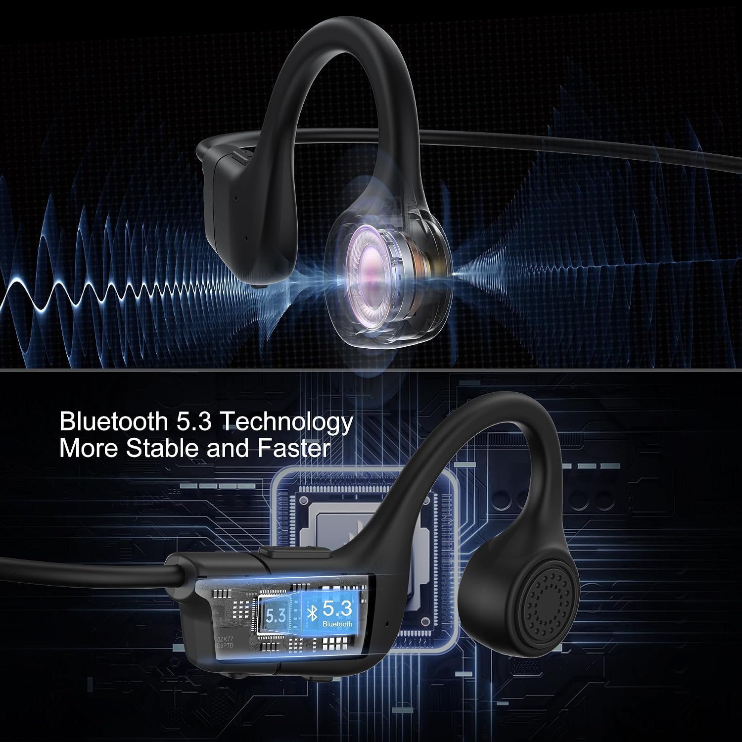 Detalle de Uear Bone Conduction Headphones, Bluetooth 5.3