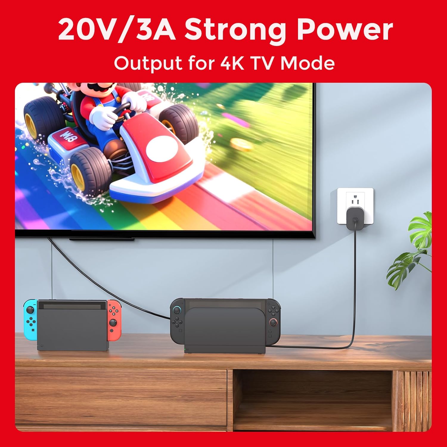 Thumbnail 5 de Charger for Nintendo Switch 2 60W AC Adapter with 10ft USB-C Cable