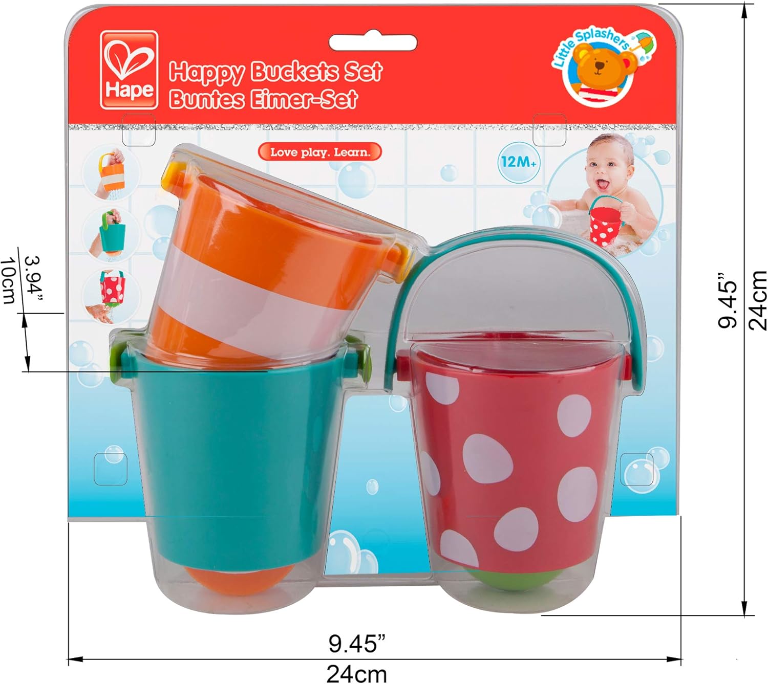 Thumbnail 4 de Hape Set Allegri Secchielli Secchielli Multicolore per Bagnetto – 3 Secchielli con Funzioni Diversificate