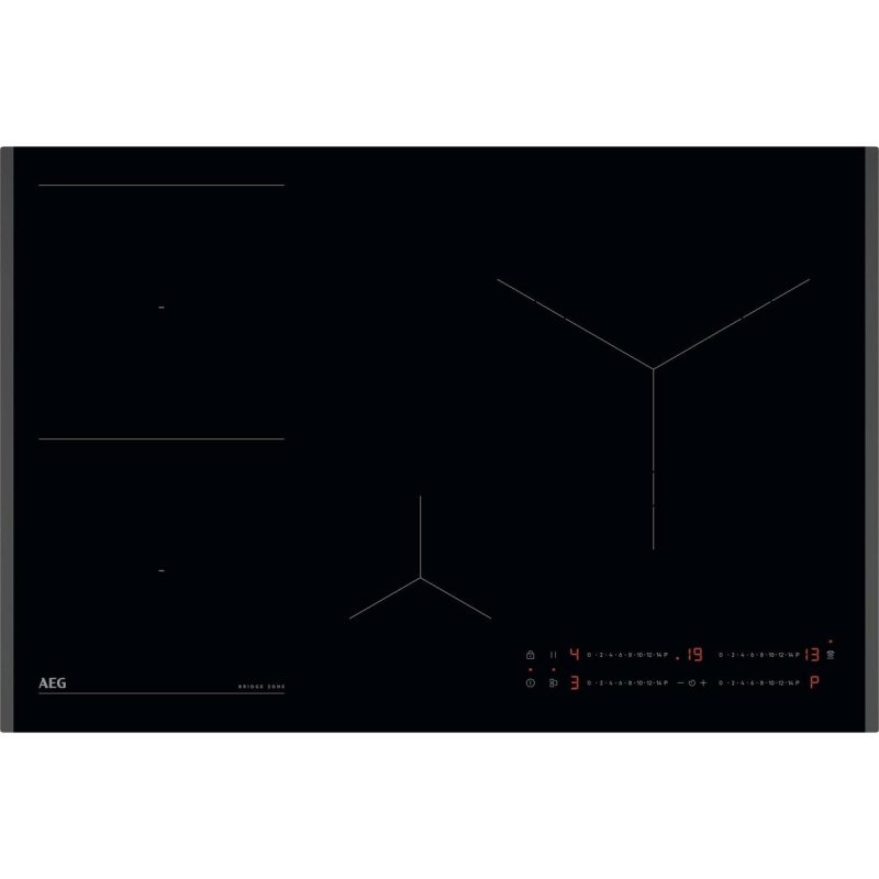 Detalle de Placa de inducción AEG TO84IU0FFB 80 cm: 4 zonas, Puente y Zona Triple XL para verter potencia y versatilidad en la cocina