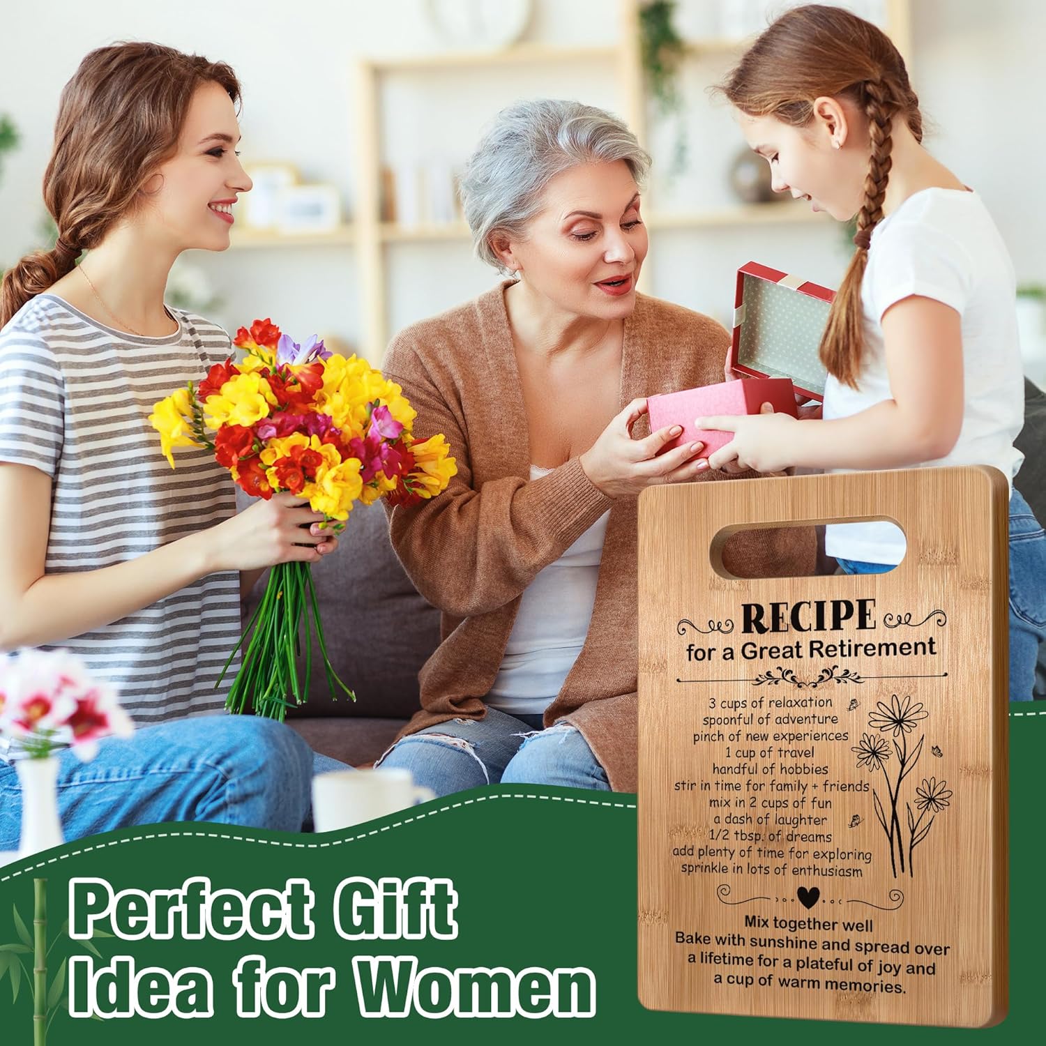Detalle 2 de Retirement Gifts for Women 2026: Multifunctional Bamboo Cutting Board for Coworkers and Friends
