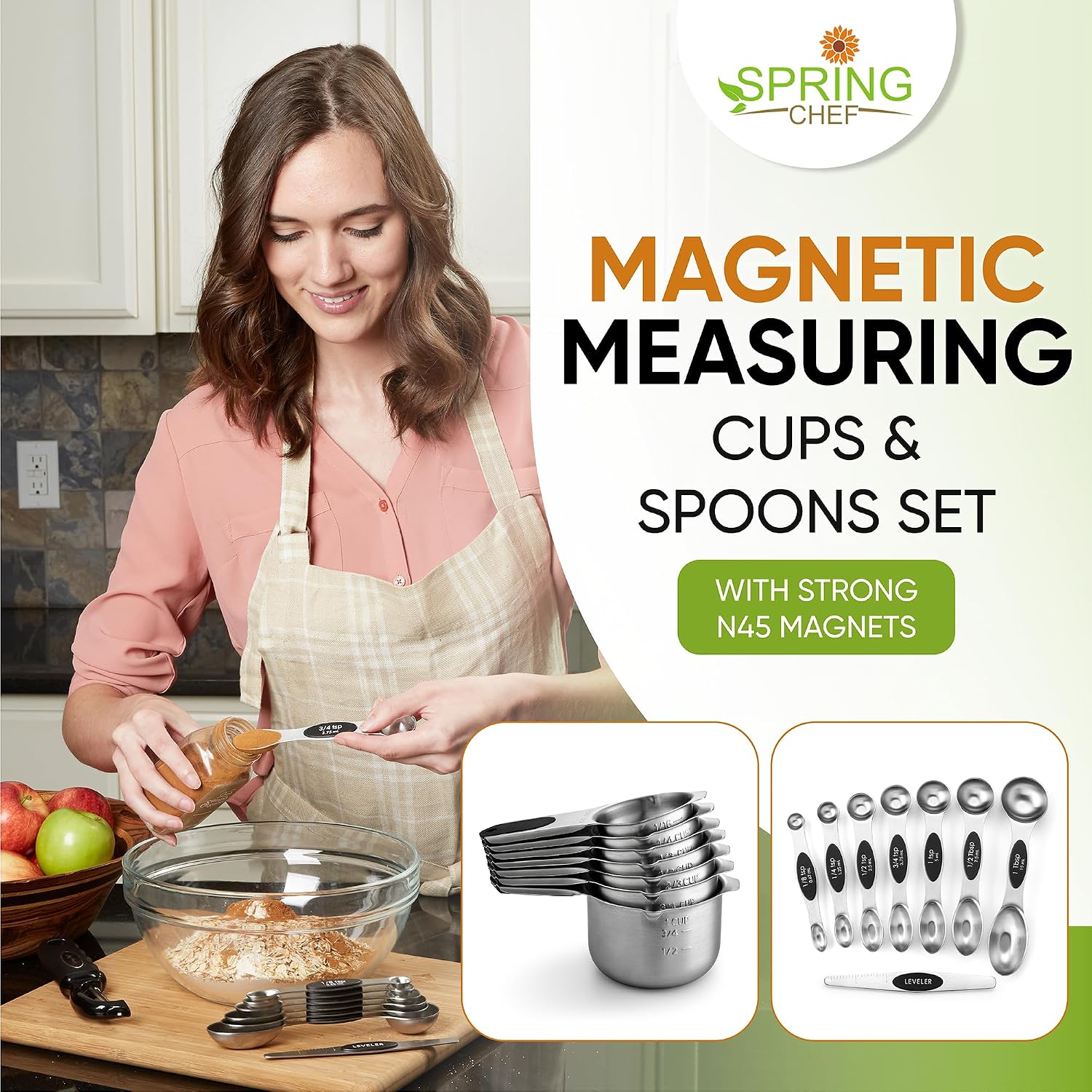 Detalle de Spring Chef Magnetic Measuring Cups Set, 15-piece ⚖