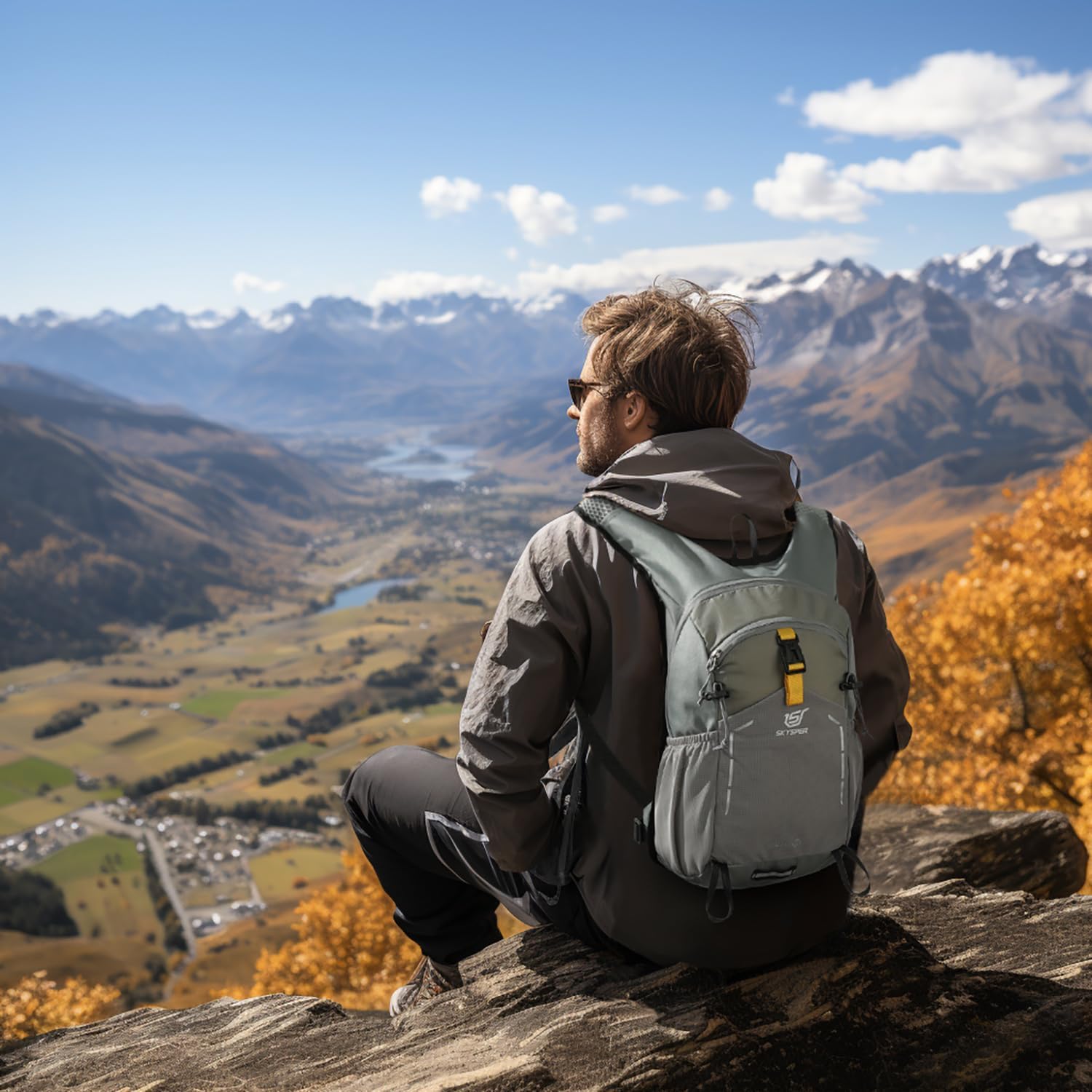 Thumbnail 6 de SKYSPER Wanderrucksack 15L für Herren – leichter Tagesrucksack aus Ripstop-Nylon, hellgrau