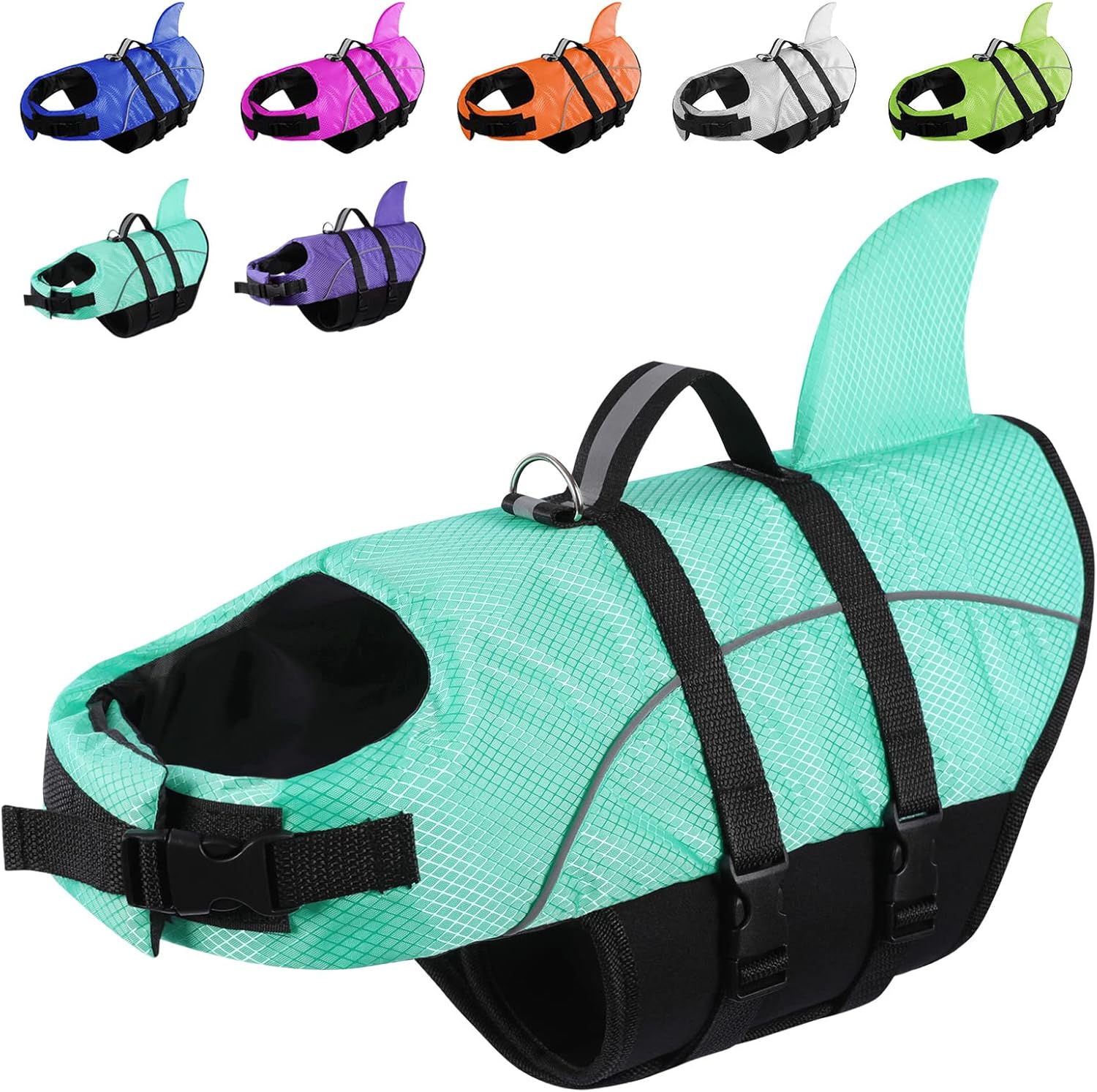 Thumbnail 6 de Queenmore Ripstop Dog Life Jacket Shark Life Vest – XS Light Blue for Small/Medium Breeds