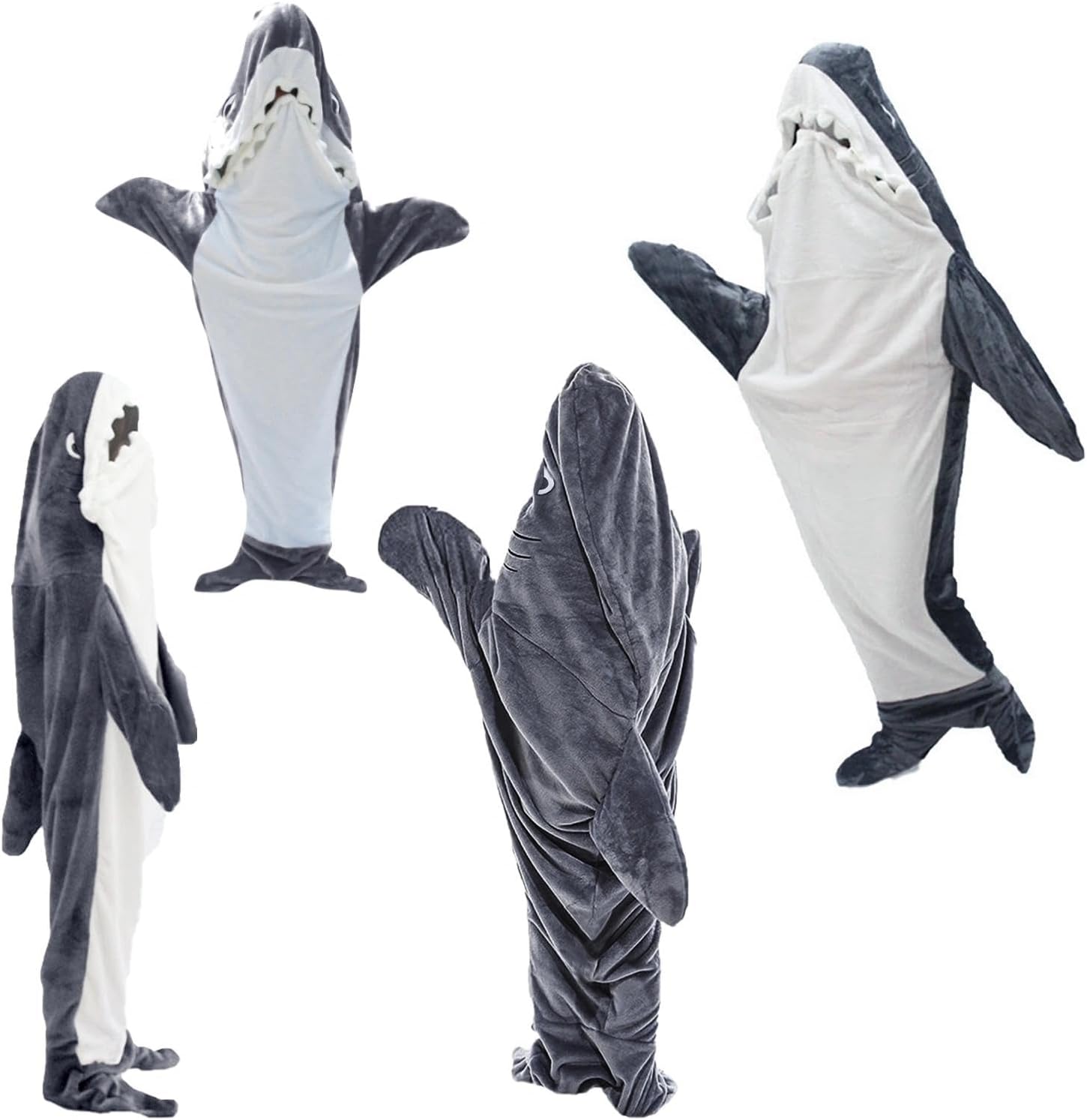 Thumbnail 6 de LANSKYWARE Wearable Shark Blanket, Gray XXL Facecloth Onesie with Hood
