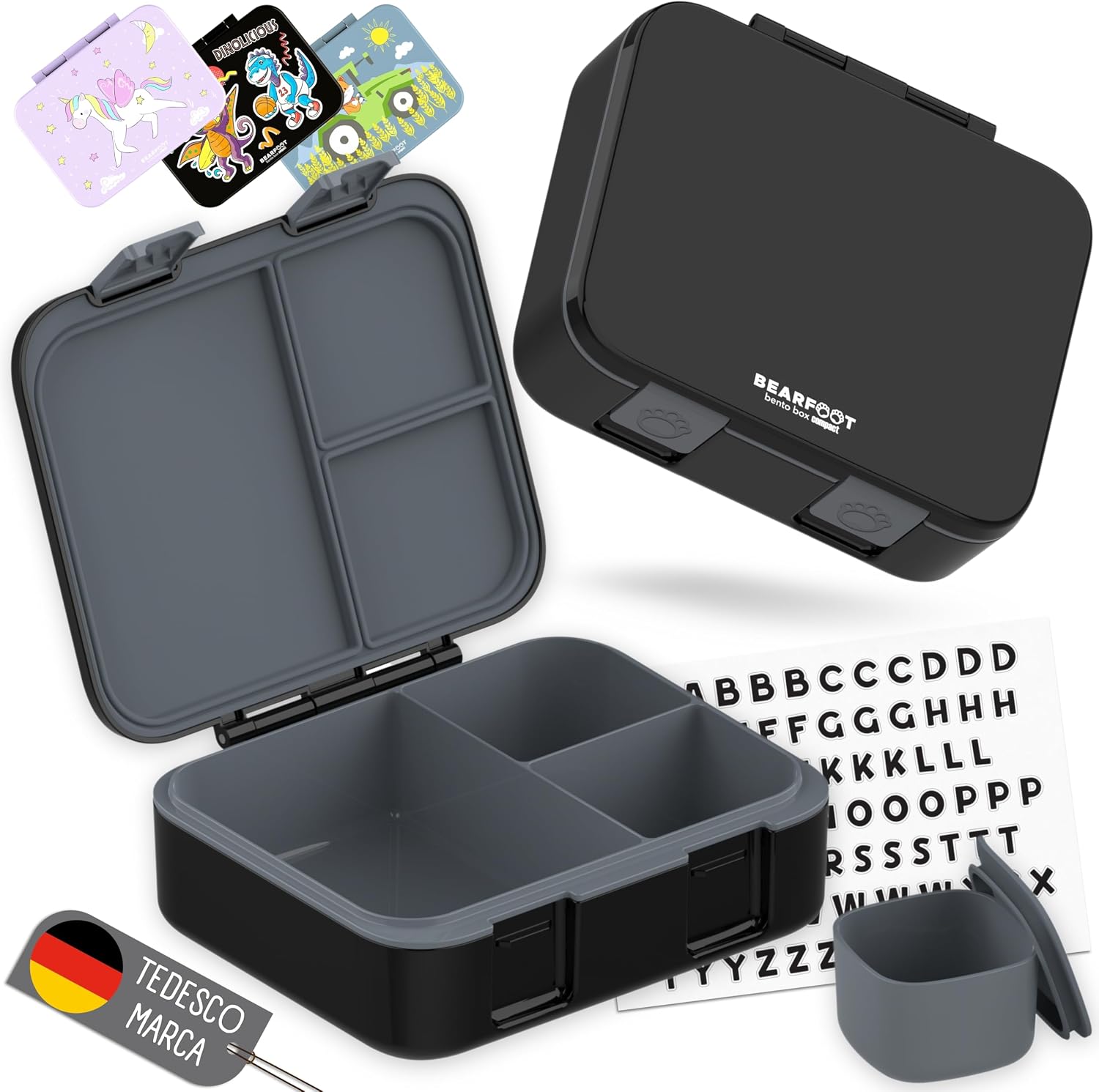 BEARFOOT Porta Pranzo Bambini Compatto 1000 ml: lunch box ermetica, BPA-free e personalizzabile