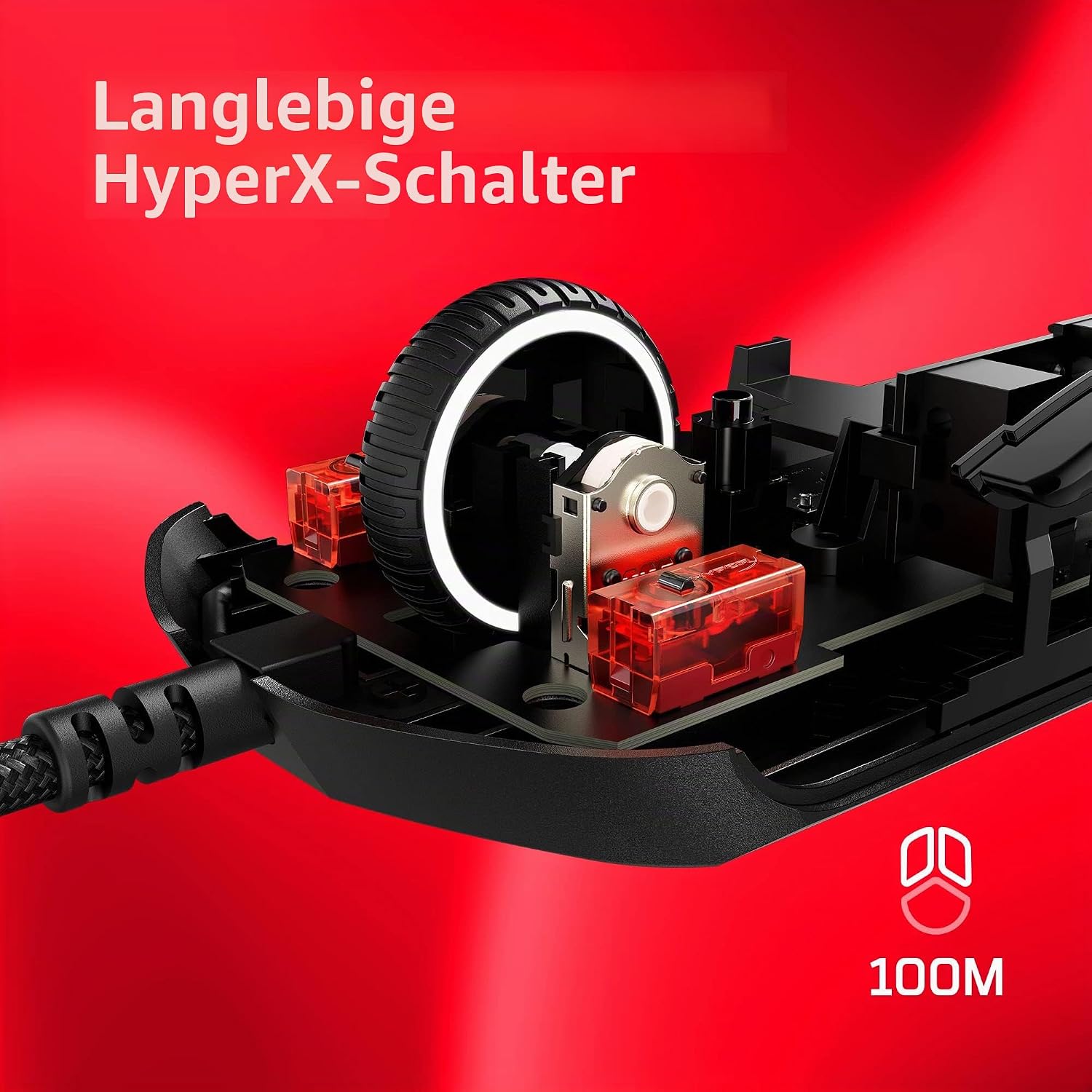 Detalle de HyperX Pulsefire Haste 2 kabelgebundene Gaming-Maus (53 g, 26K Sensor, 26.000 DPI, 8000 Hz) in Weiß