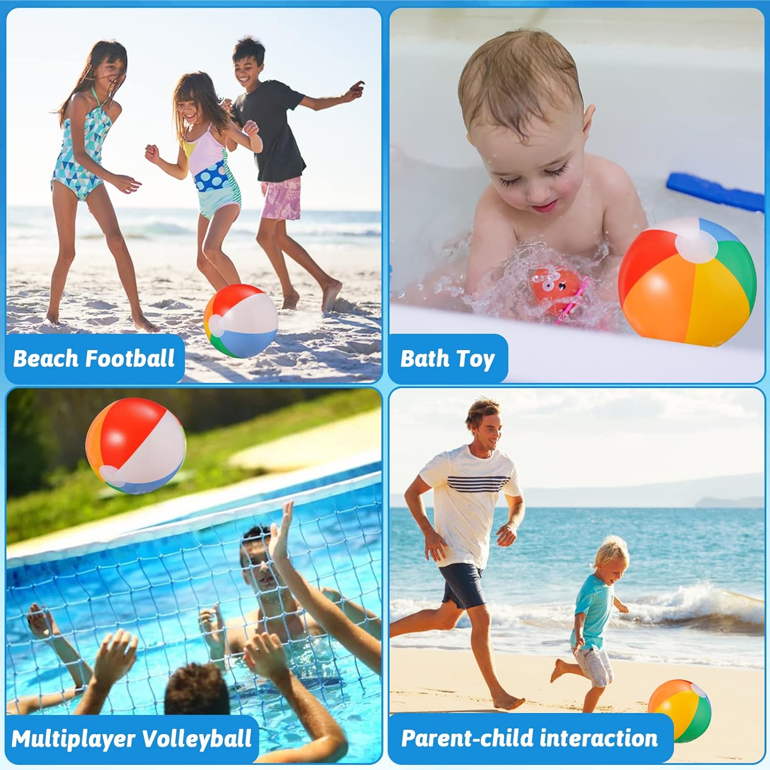 Thumbnail 2 de SCIONE SCIONE Beach Balls Bulk 24 Pack (9-inch Inflatable) for Pool Games & Summer Party Favors