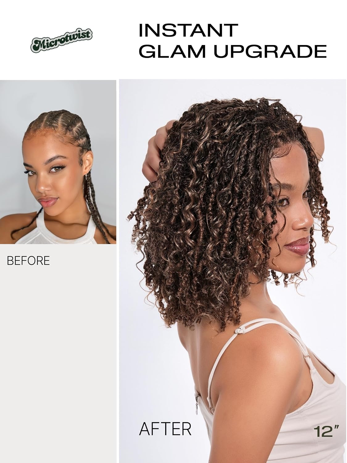Detalle de Frodio Veralux Fiber 12'' 11X4 HD Lace Frontal Wig — 200% Density, Glueless, Micro Twist Curly with Fluffy Hairs