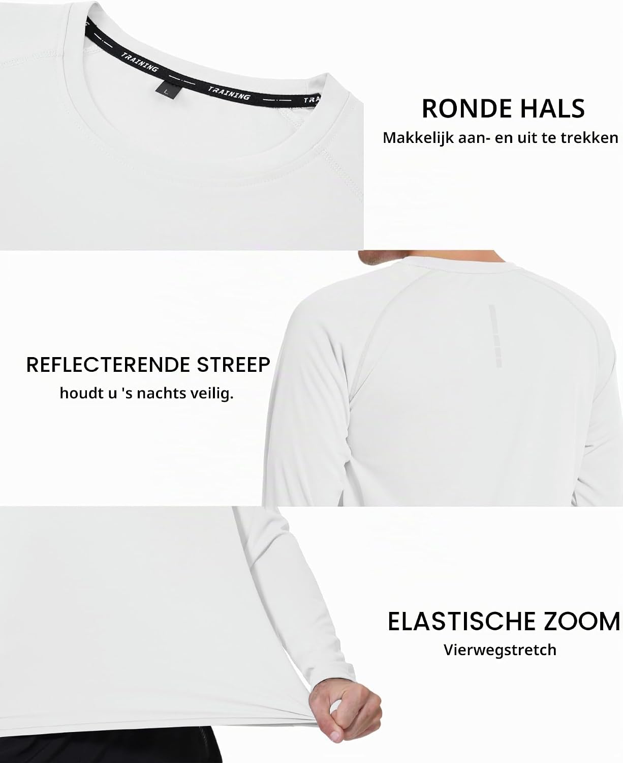Detalle 2 de DEHORU rashguard met lange mouwen voor heren, UPF 50+, ademend en sneldrogend