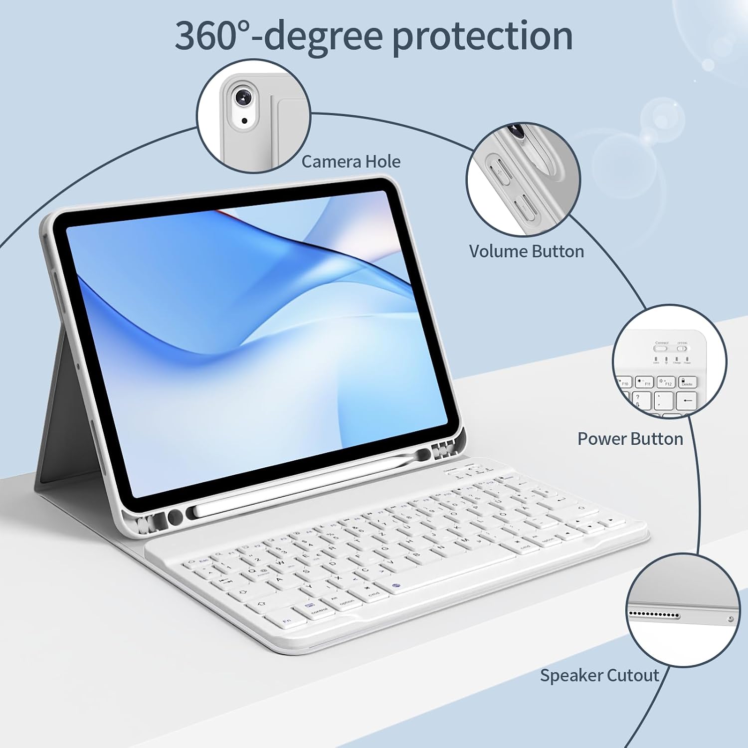 Detalle 2 de GKABXY Hülle mit Bluetooth‑Tastatur für iPad 10,9–11"