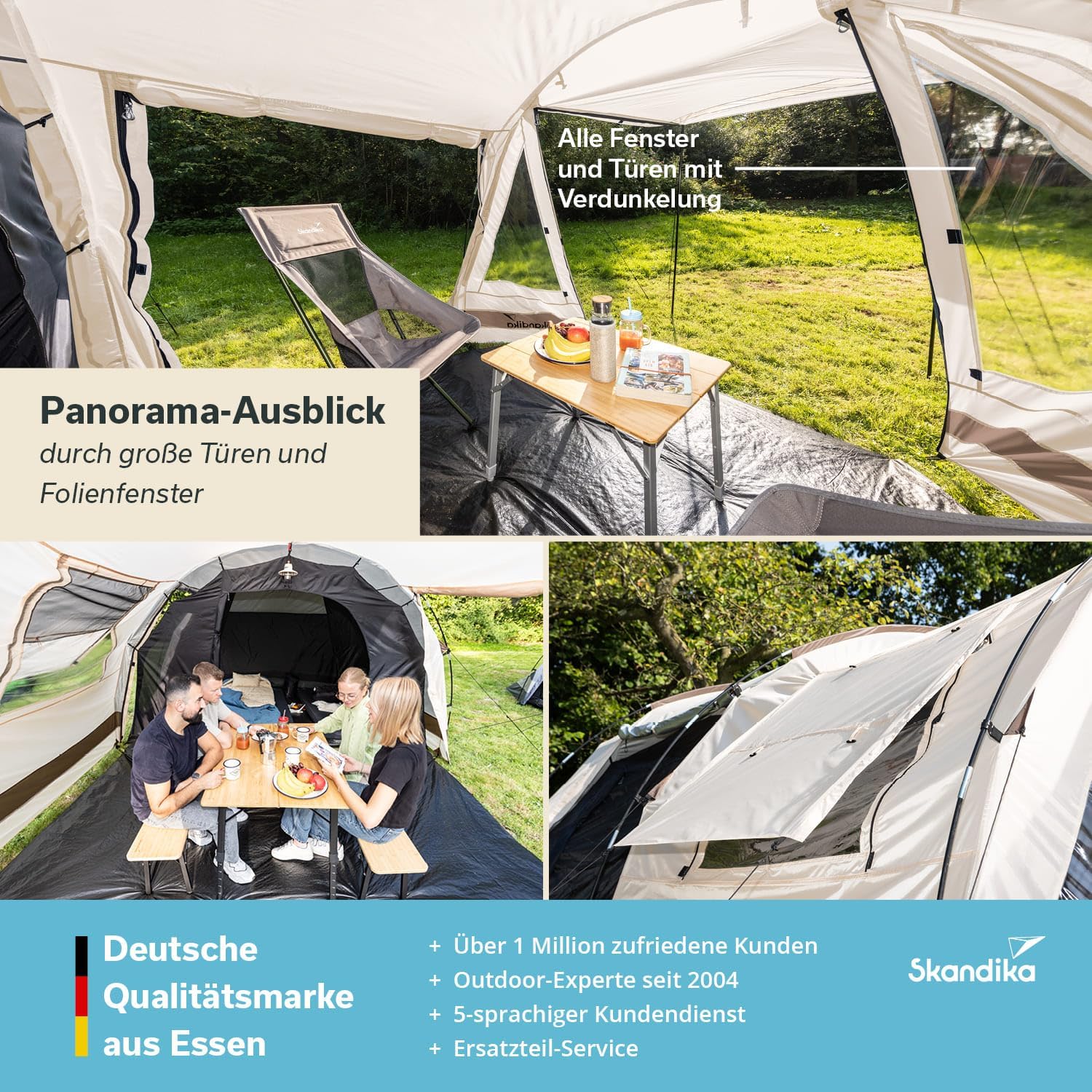 Thumbnail 4 de Skandika Kambo Tunnelzelt 4 Personen – Großes Familienzelt mit dunkler Schlafkabine