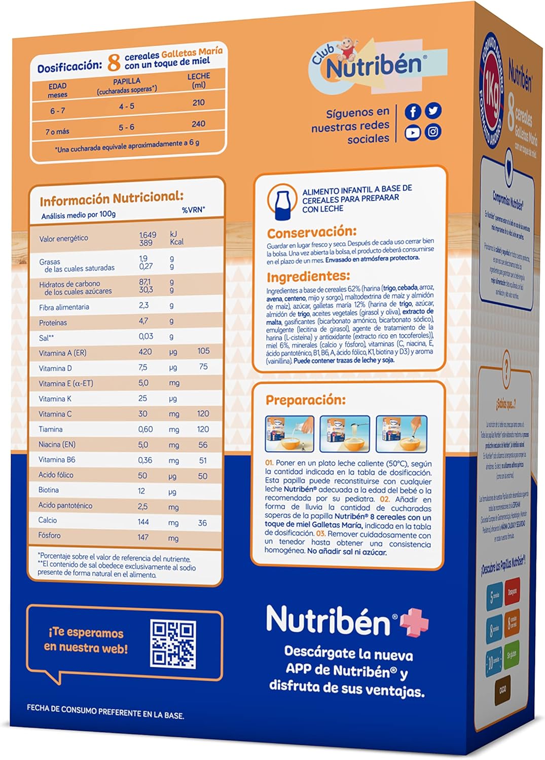 Thumbnail 1 de Nutribén Papilla 8 Cereales con Miel y Galletas