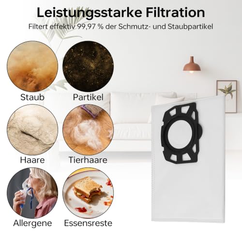 Detalle de 10 Stück KFI 357 Staubsaugerbeutel für Kärcher WD2/WD3/MV2/MV3 – Fishoney