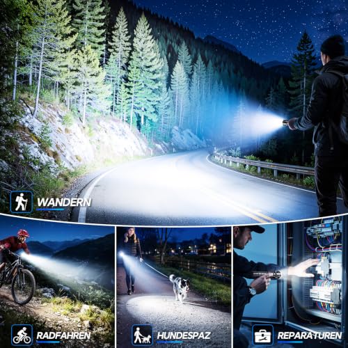 Detalle 2 de GEARLITE Taschenlampe LED Aufladbar – Extrem Hell, 6000 Lumen, 2er-Set