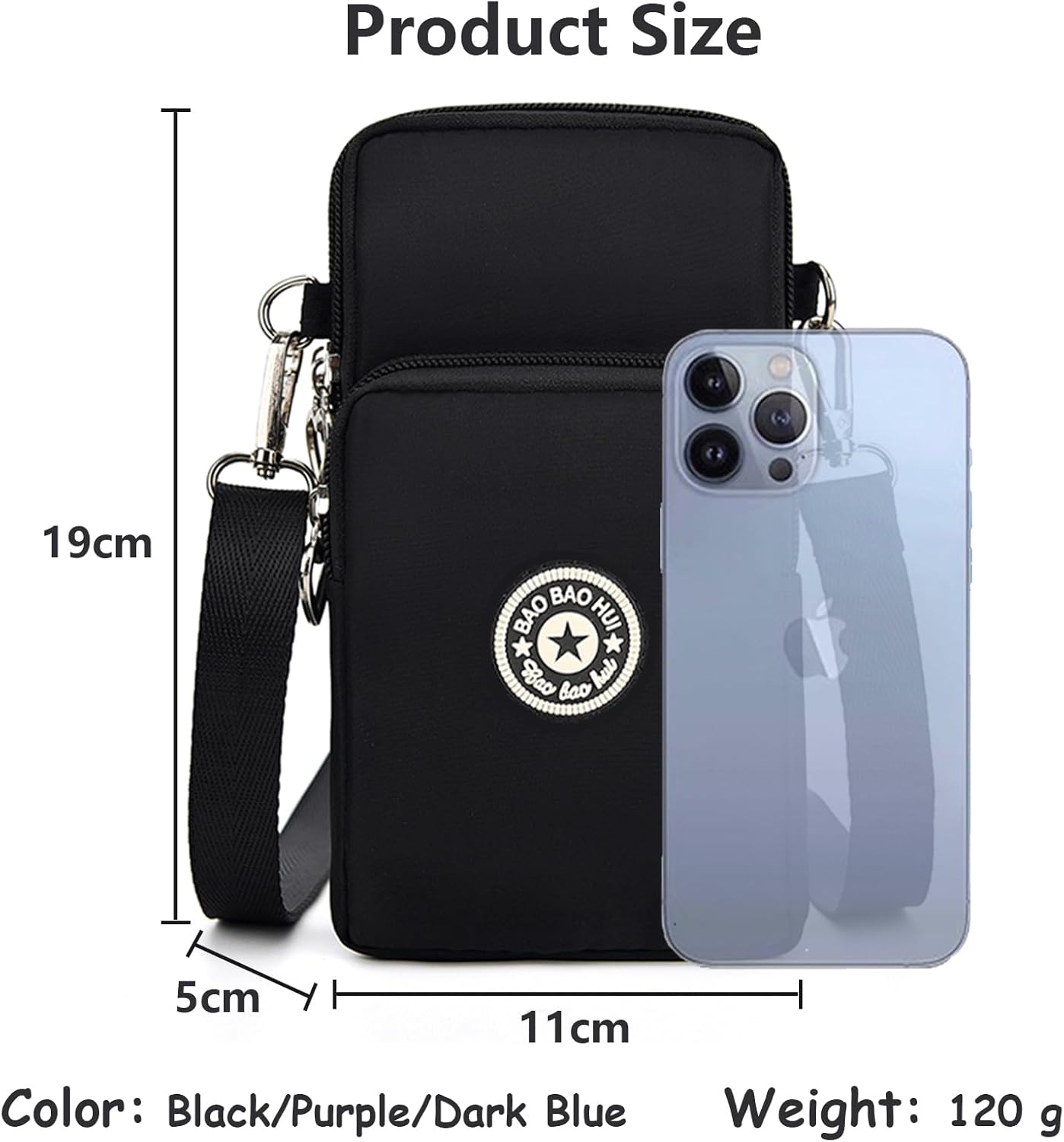 Thumbnail 2 de Aucuu Petit sacoche téléphone femme 7 pouces en nylon imperméable, bandoulière réglable