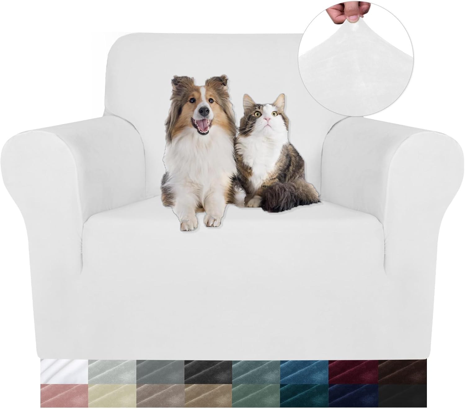 Detalle de YSTELLAA Housse Velours 1 Place Blanc