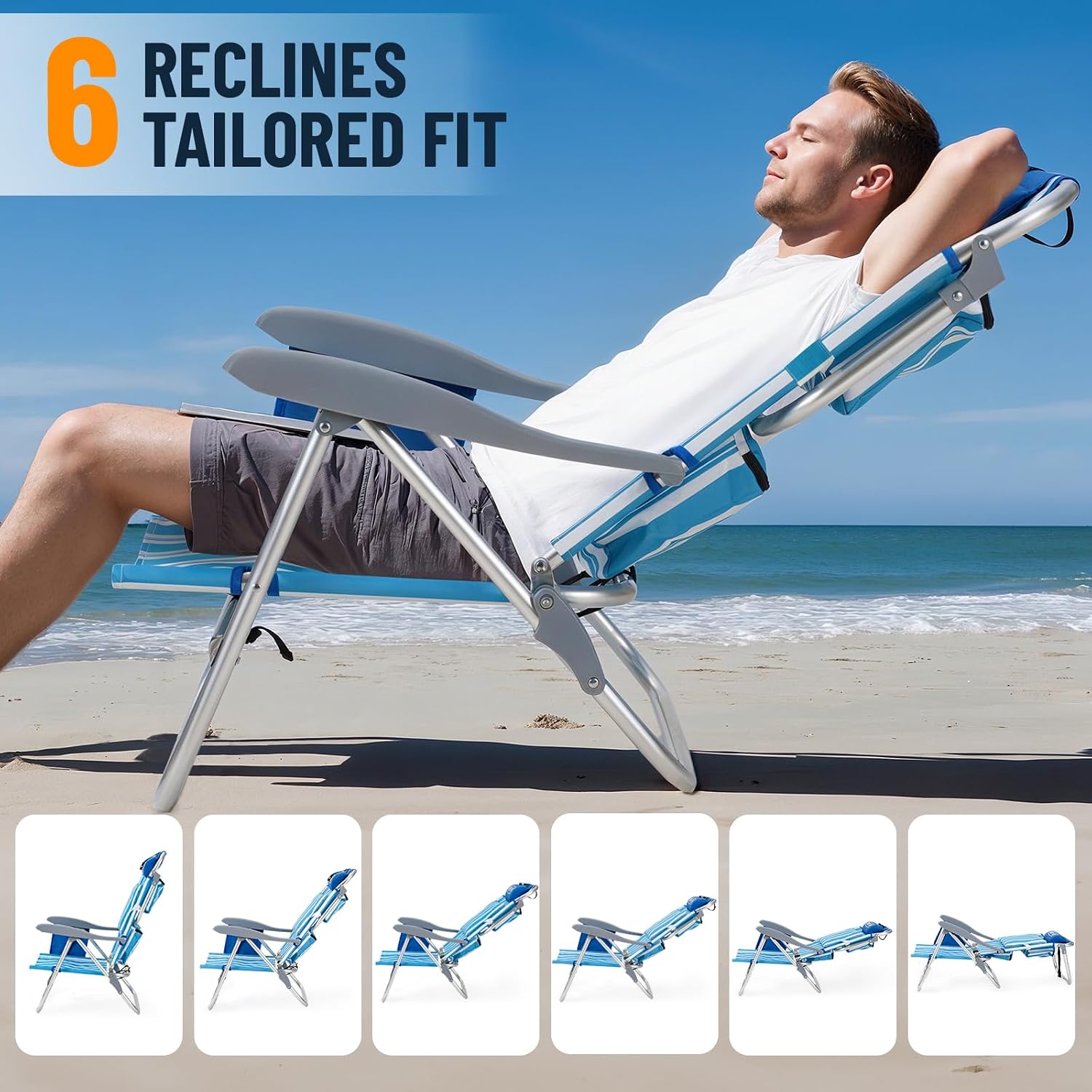 Detalle de Overmont low beach chair, 330 lb capacity