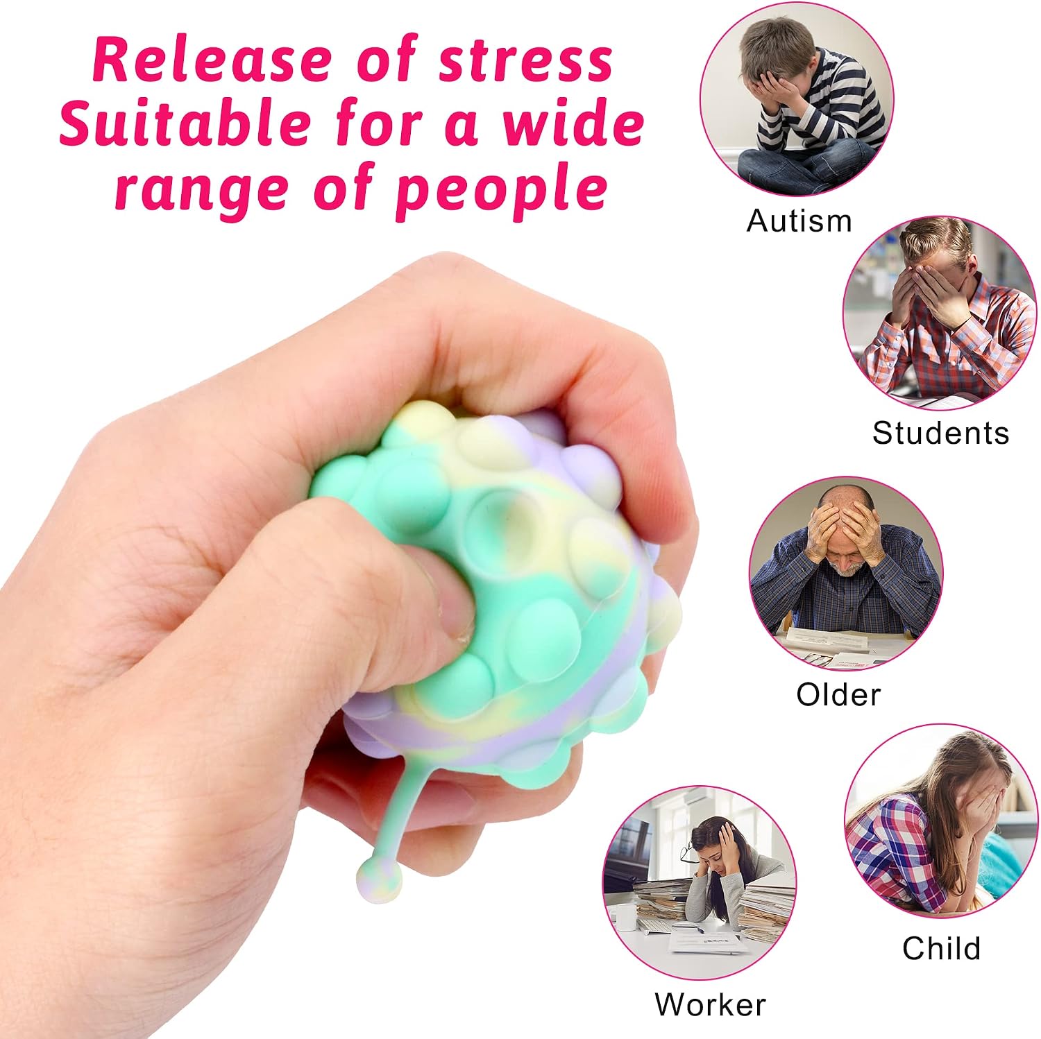 Thumbnail 2 de 30 Pack Animal Pop Balls Fidget Toys – 3D Pop Ball Keychains for Kids