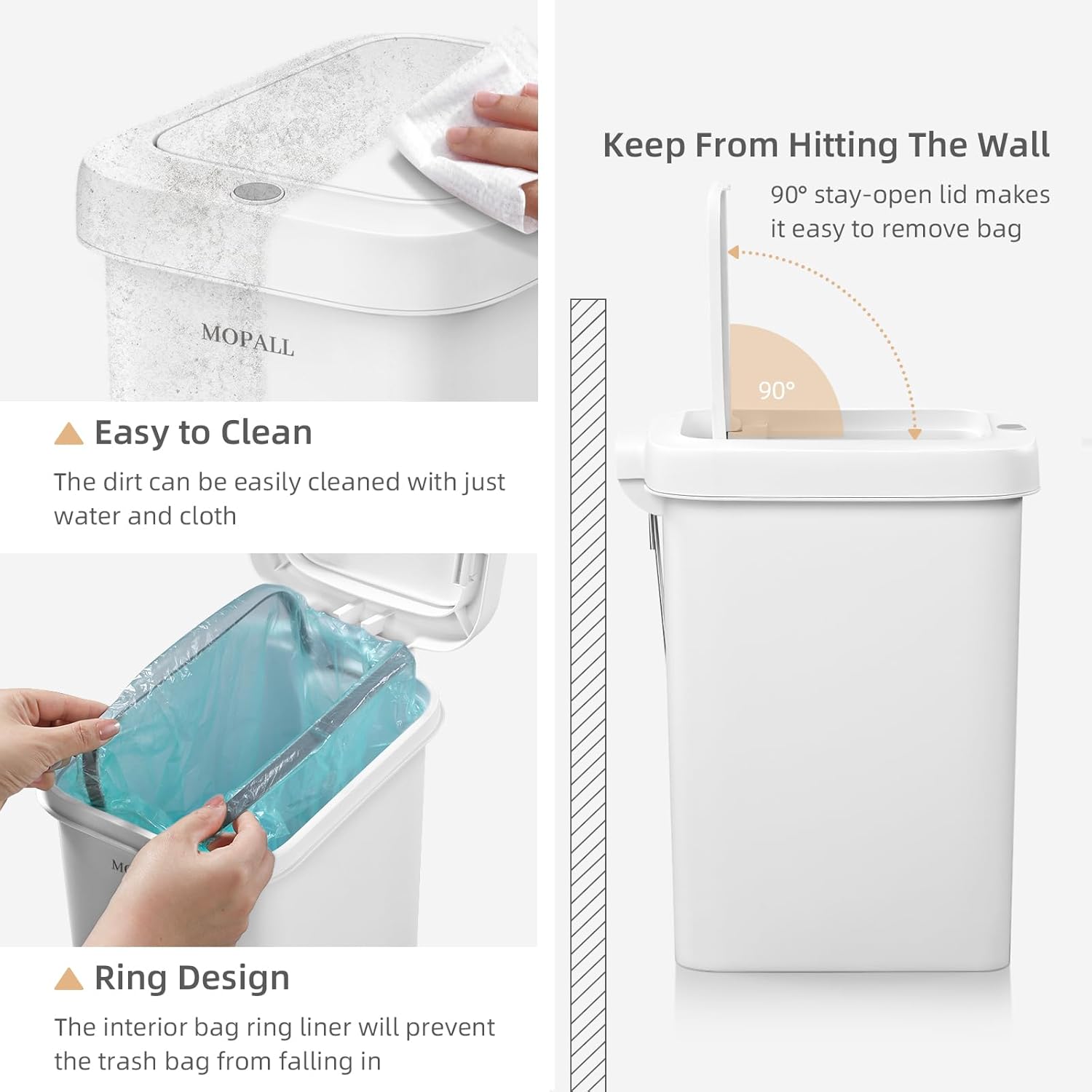 Thumbnail 2 de MOPALL 2.7 Gallon Slim Bathroom Trash Can 🗑