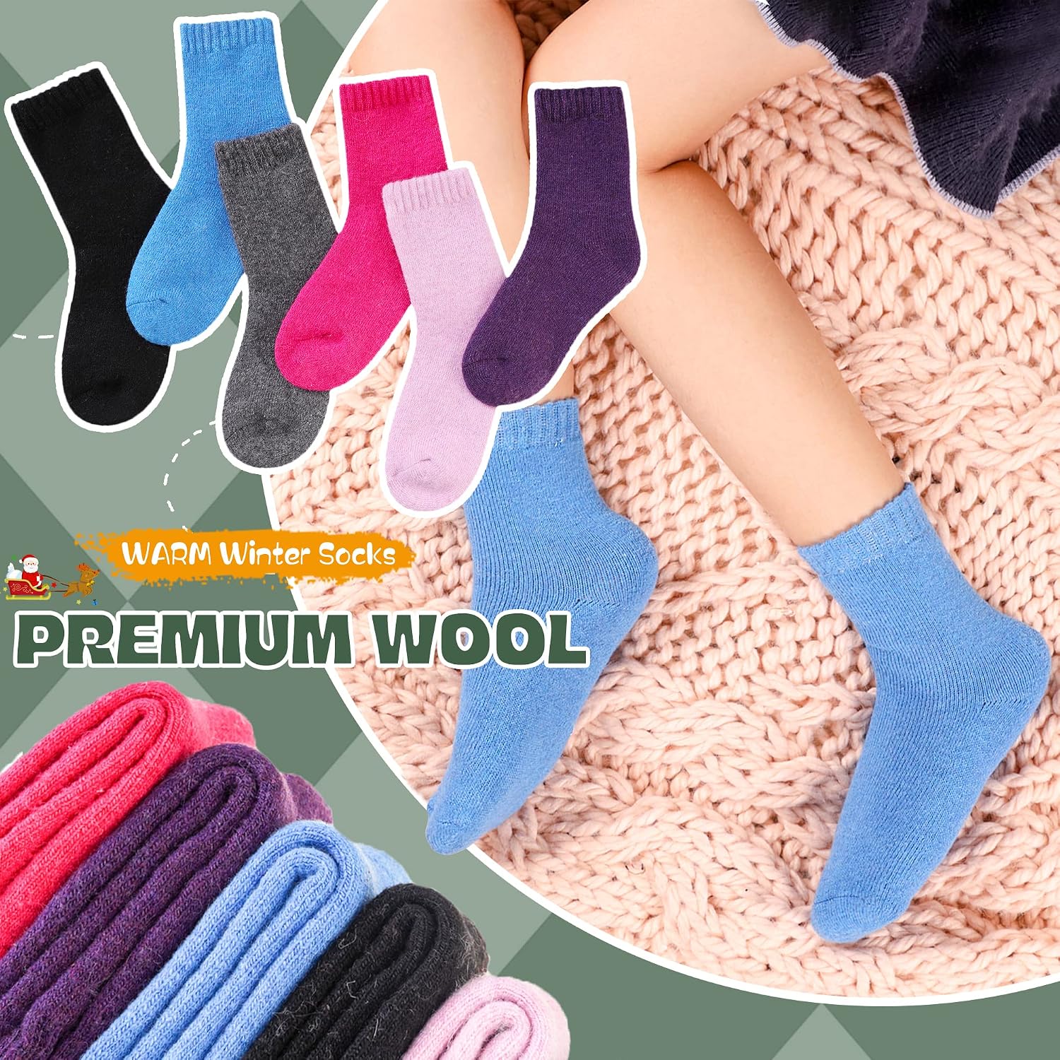 Detalle 2 de DoSmart Children's Winter Wool Socks 6 Pairs
