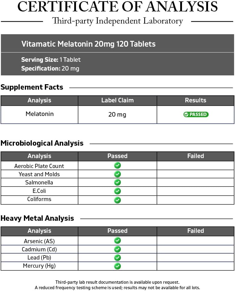 Detalle de Vitamatic Melatonin 20 mg Fast-Dissolve Tablets, 240 Count, Berry Flavor