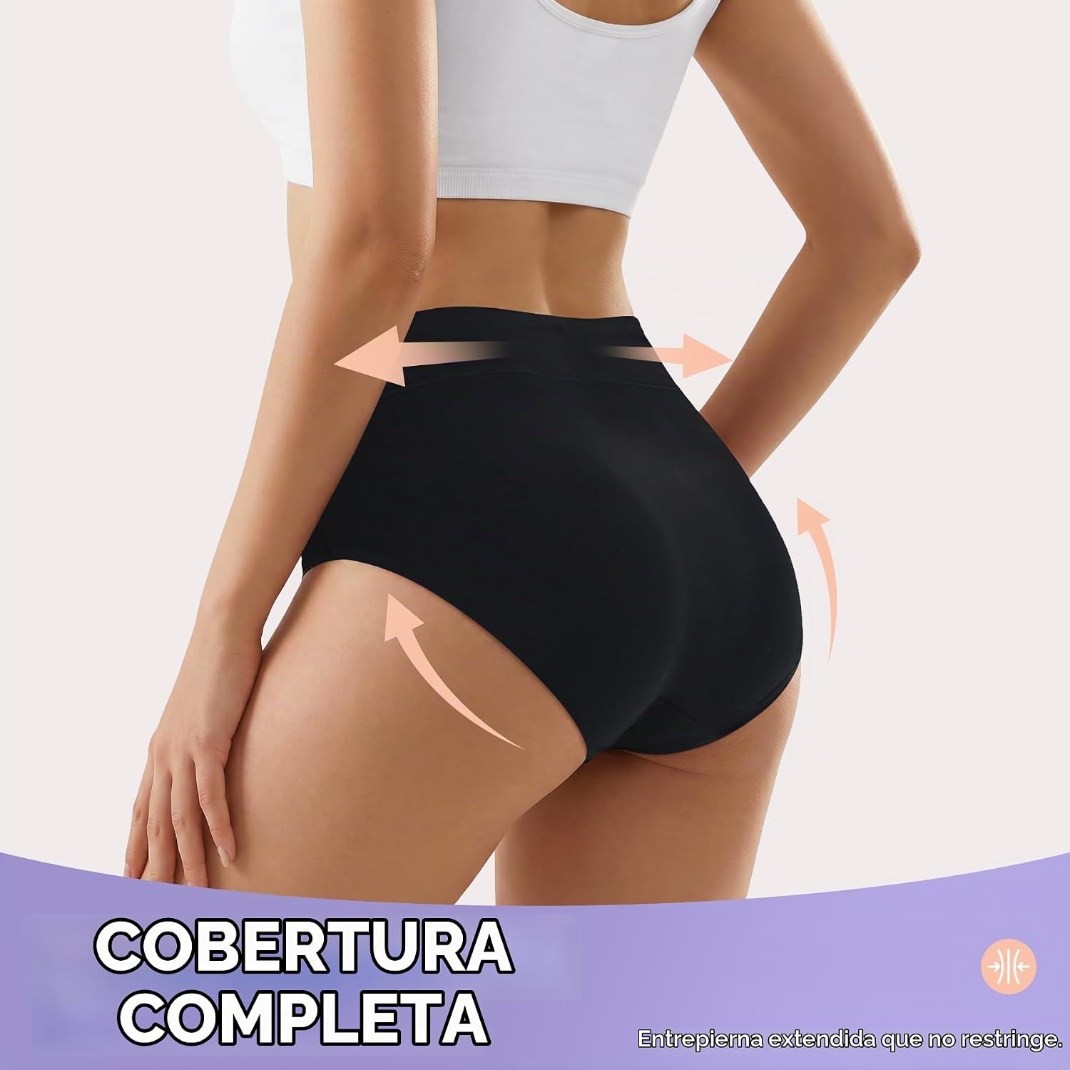 Detalle de IceReco Bragas Mujer Algodón de Cintura Alta (Pack 5) – Culotte Postparto, Negro, Talle L