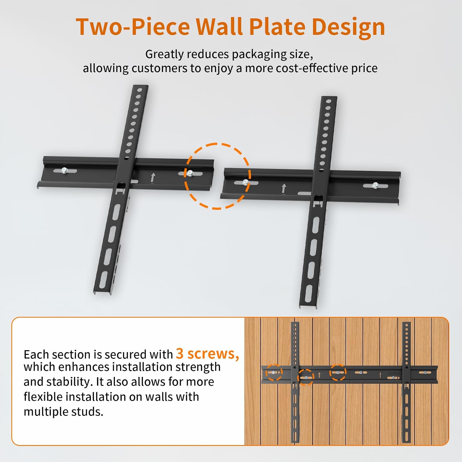 Detalle 2 de UNHO Ultra Slim TV Wall Mount Bracket (18mm low profile) for 30–72-inch TVs up to 50kg, max VESA 600x400