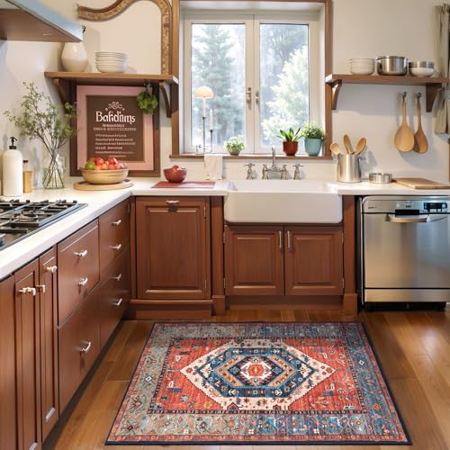 Thumbnail 6 de SERISSA Boho 2x3 Rust Entryway Rug, Low-Pile 🏠
