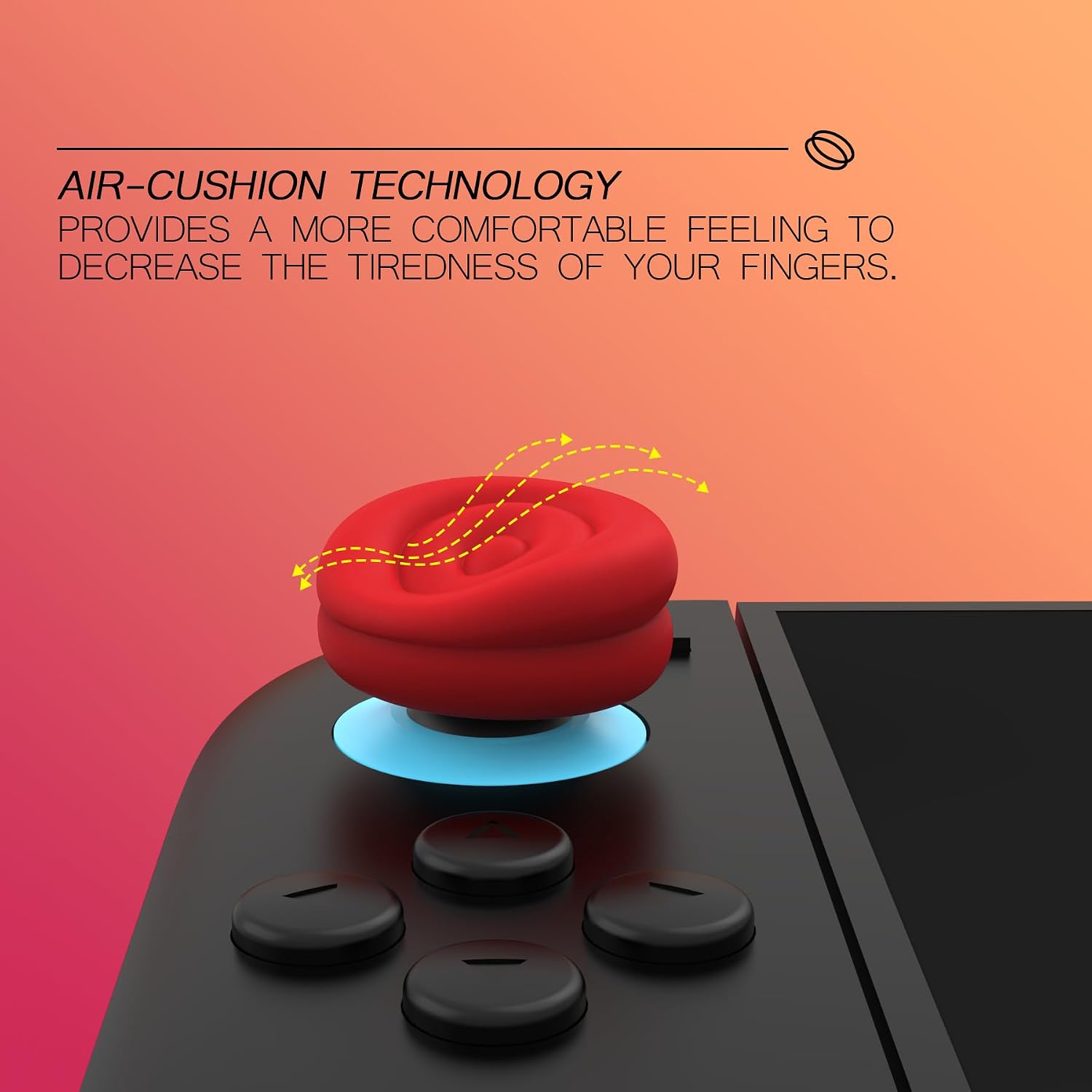 Detalle de PlayVital Thumbs Cushion Caps Thumb Grips for Nintendo Switch 2 (Passion Red)