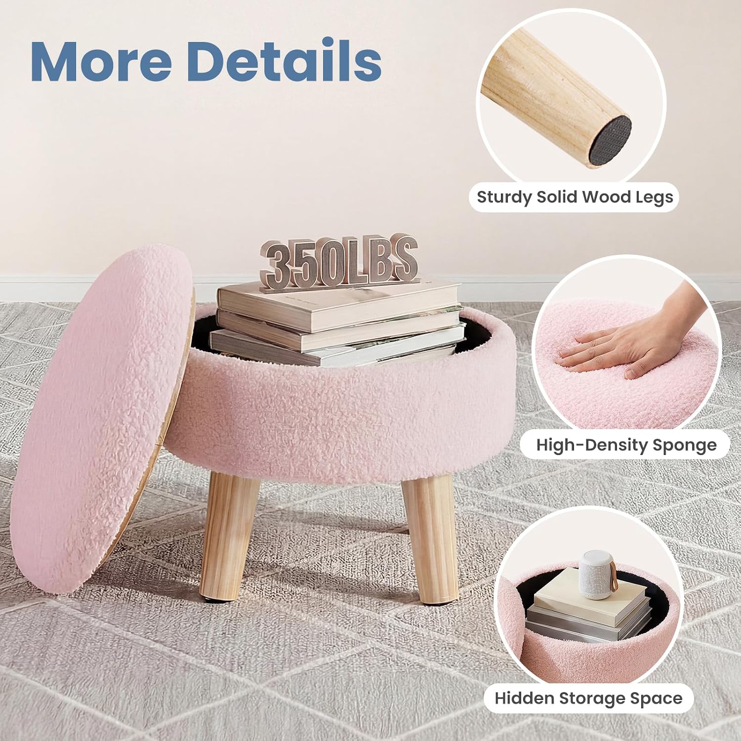 Detalle de DUMOS Storage Ottoman in Boucle