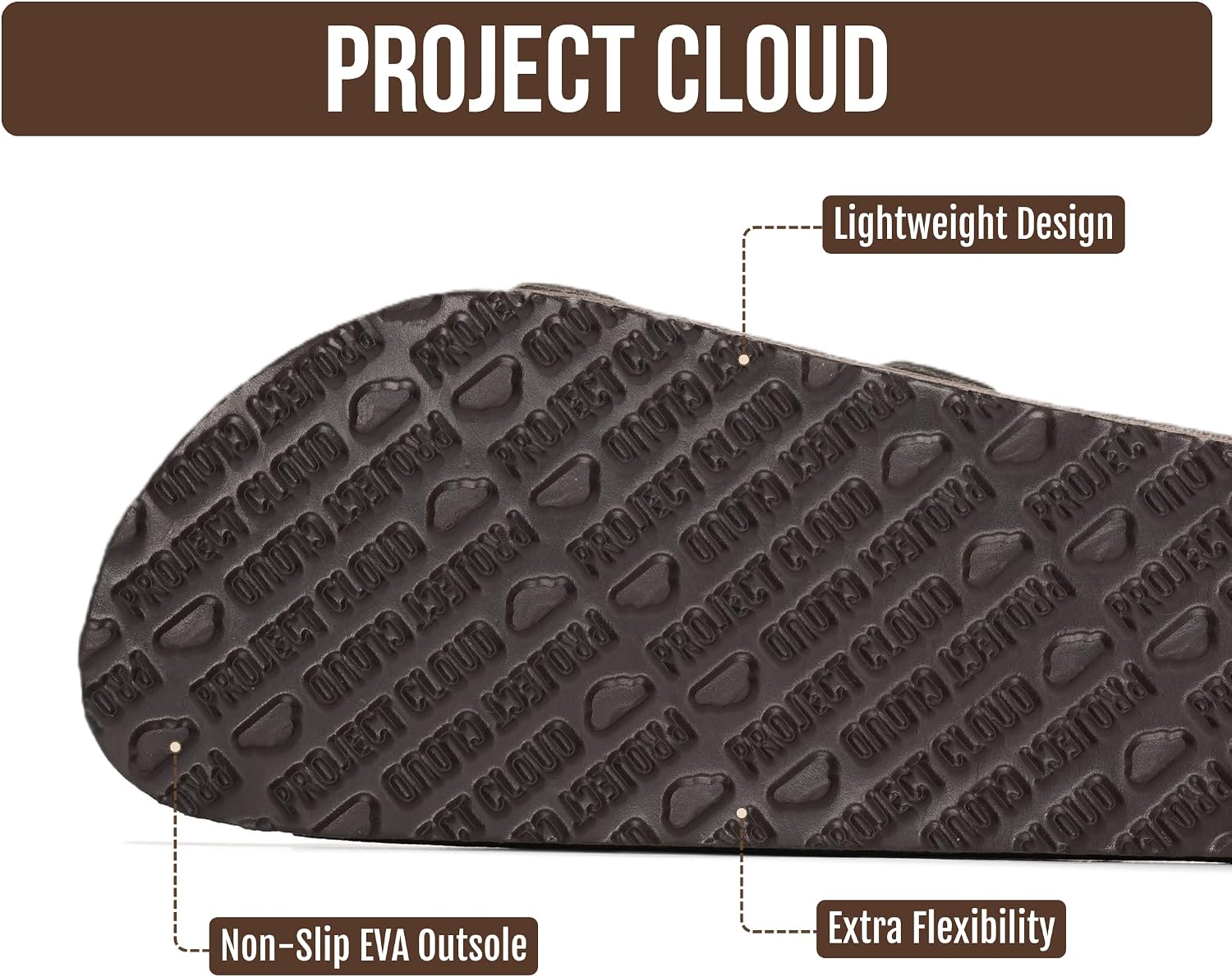 Thumbnail 3 de Project Cloud 100% Genuine Leather Flat Sandals (Venita) — Cork Footbed, Memory Foam Insole, Arch Support