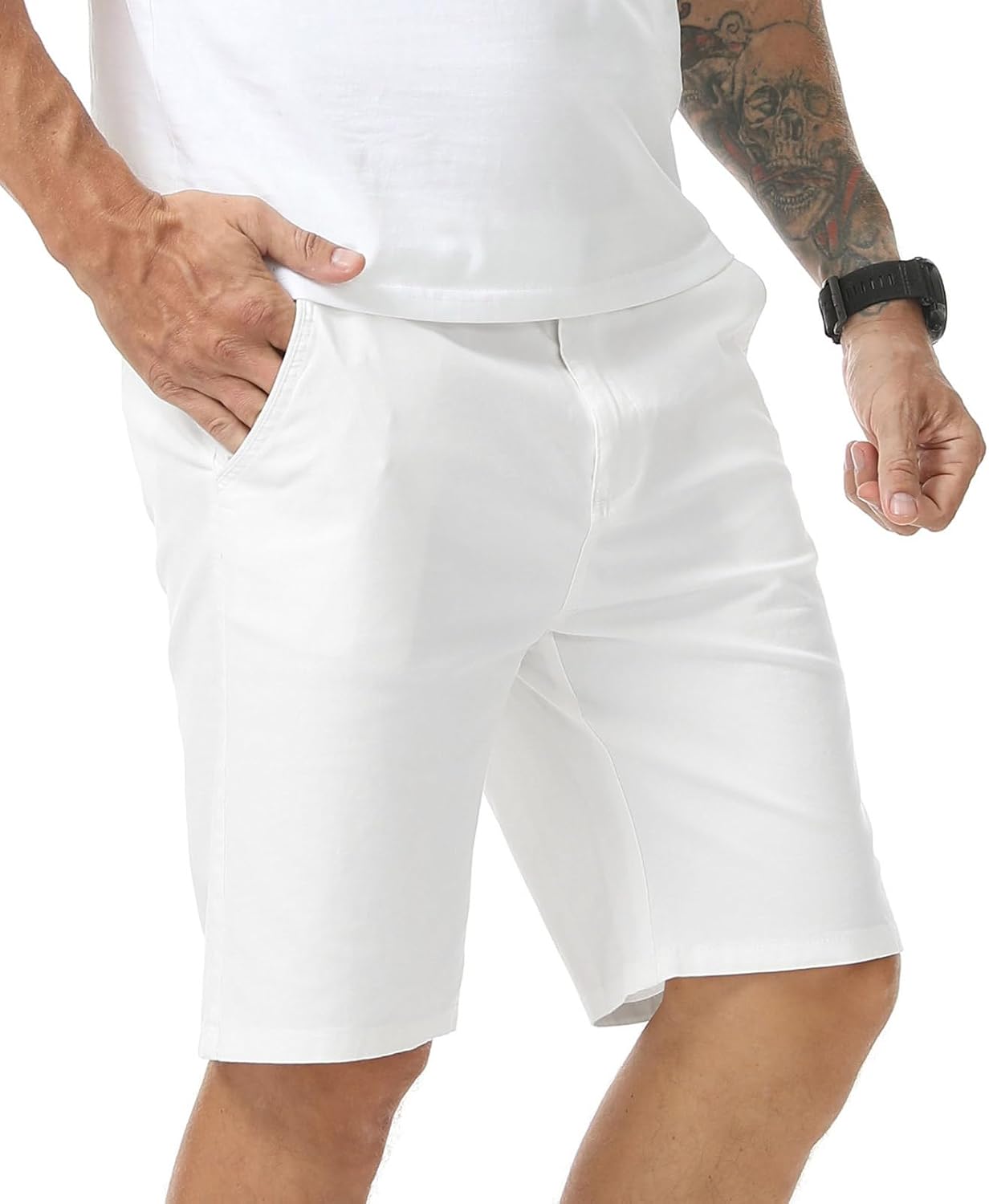 Detalle 2 de Zetieny Mens Shorts Chino Cotton Shorts – Smart Tailored Casual Summer Bermudas