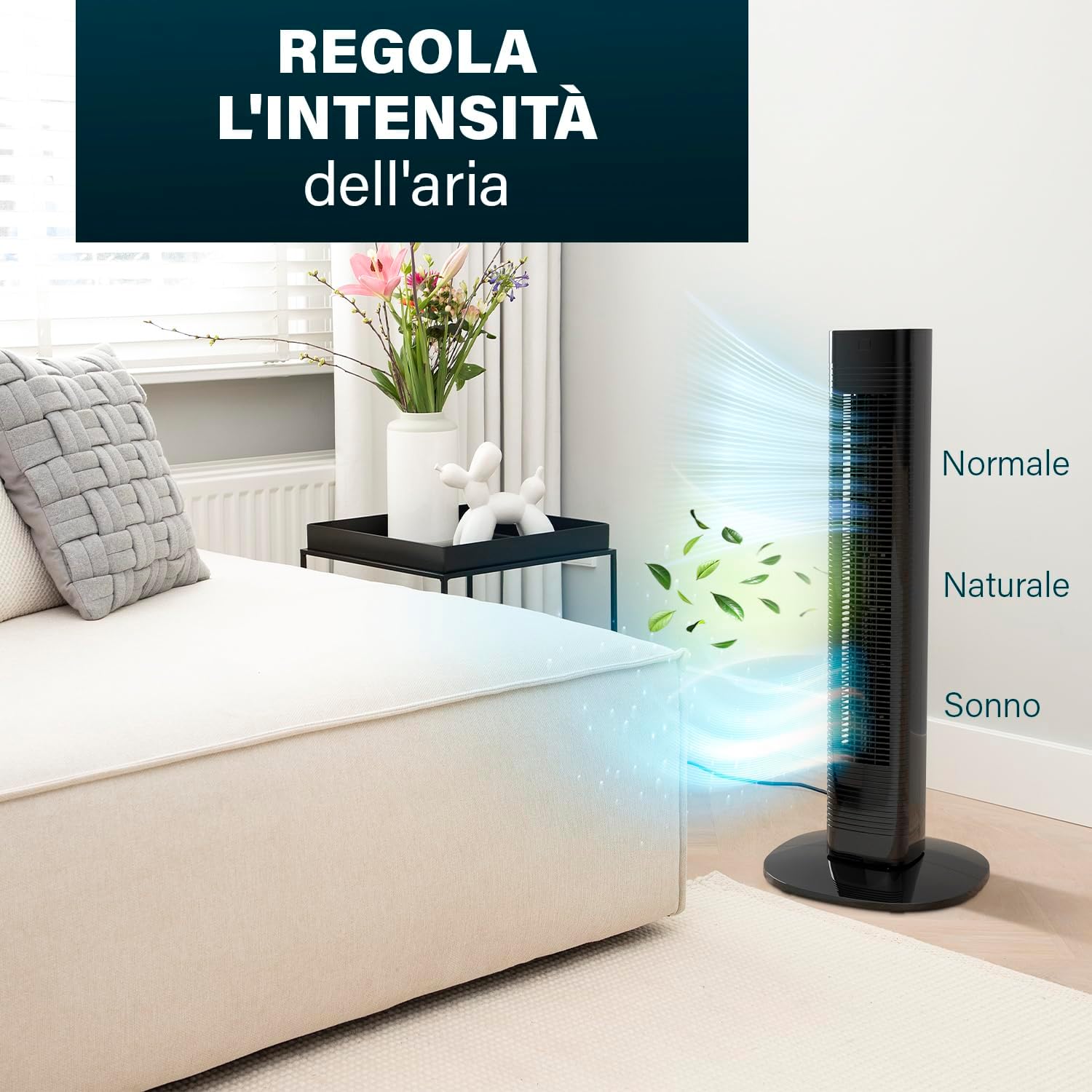 Thumbnail 3 de Princess Ventilatore a colonna compatto 3 modalità e 3 velocità – Connesso, oscillazione 80°, 358230