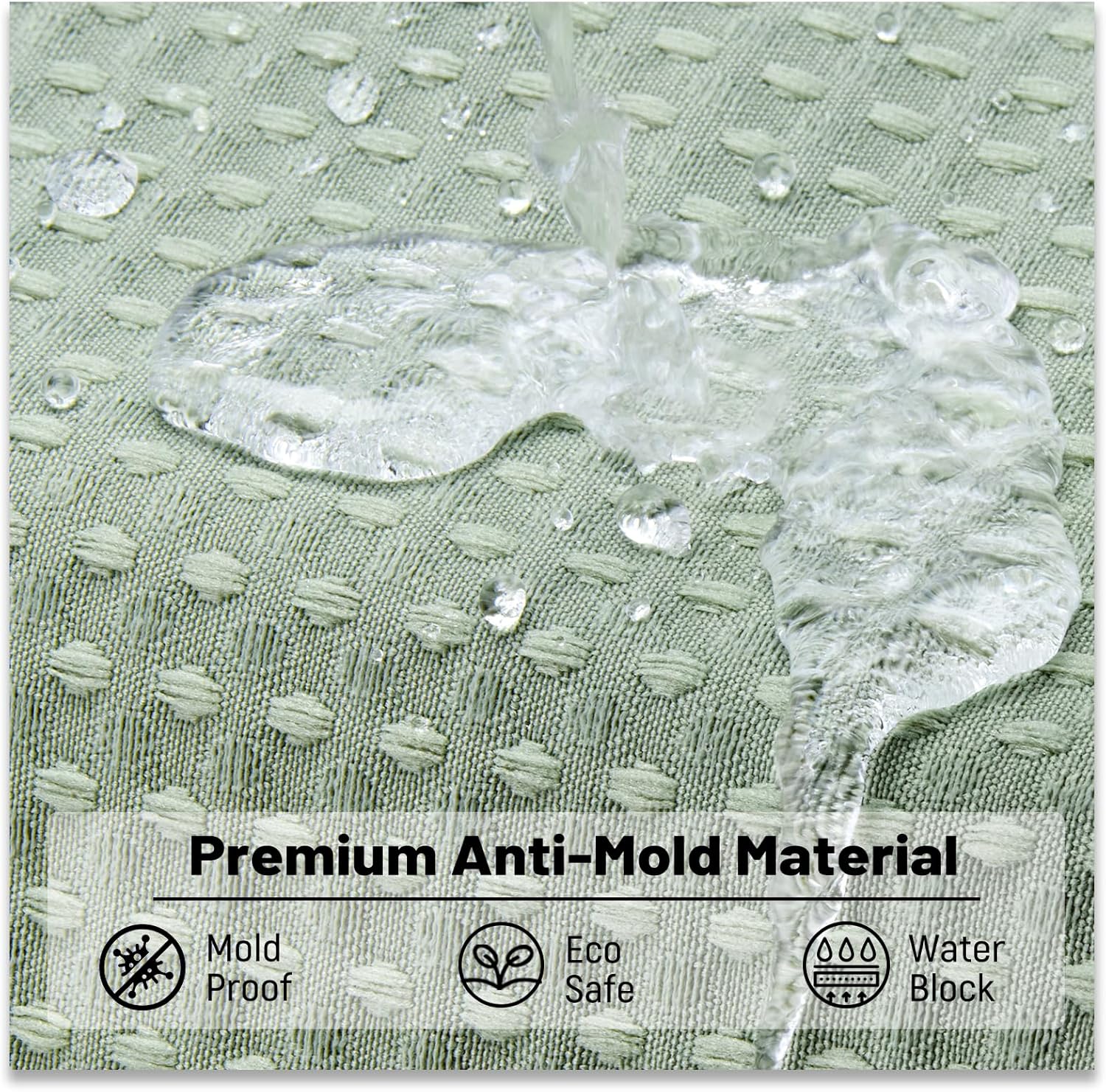 Thumbnail 3 de BTTN Sage Green Waffle Shower Curtain 182x182cm