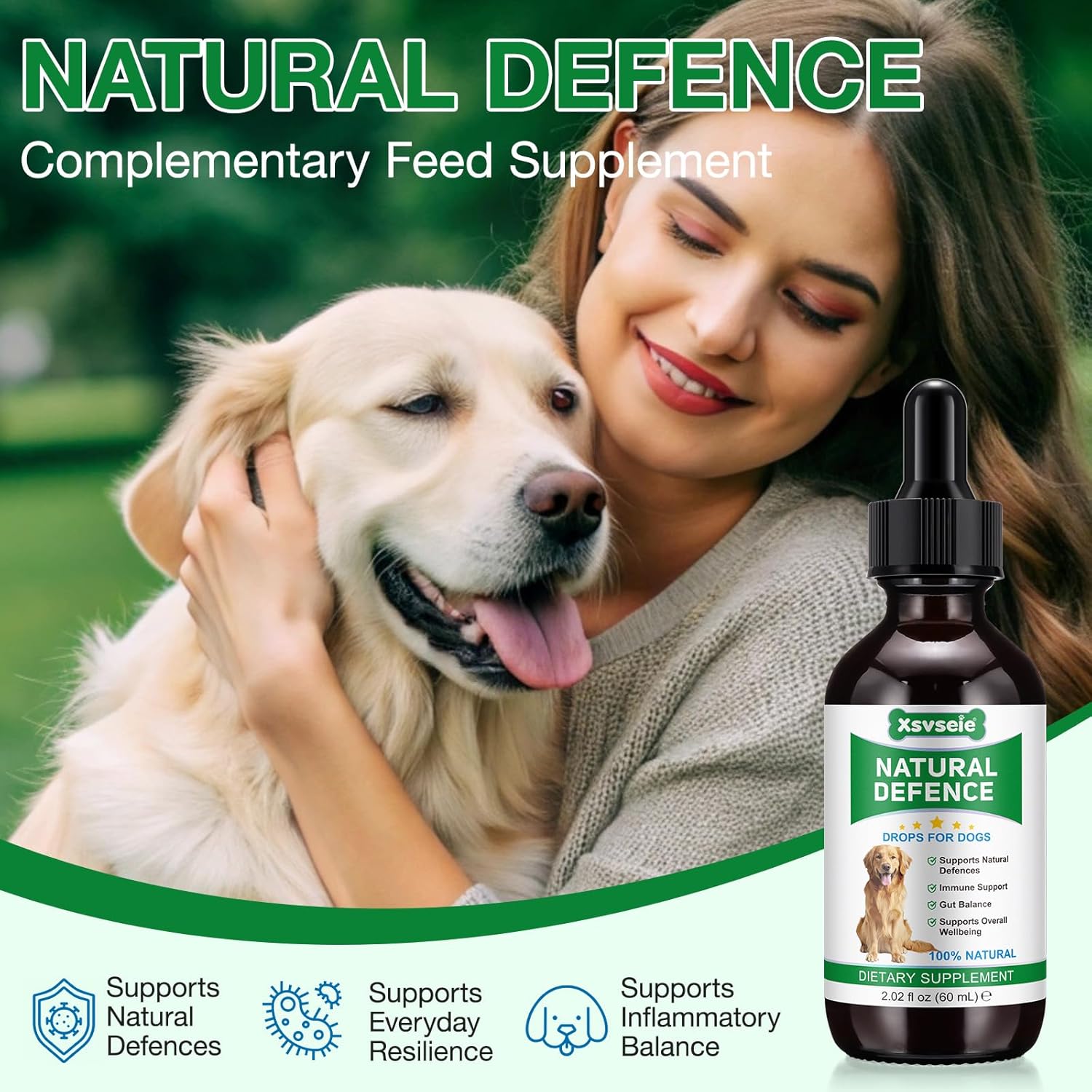Detalle de CLFJLXYX Natural Antibiotics for Dogs (120ml) with Apple Cider Vinegar & Echinacea – Itchy Skin Relief, Ear & Infection Support