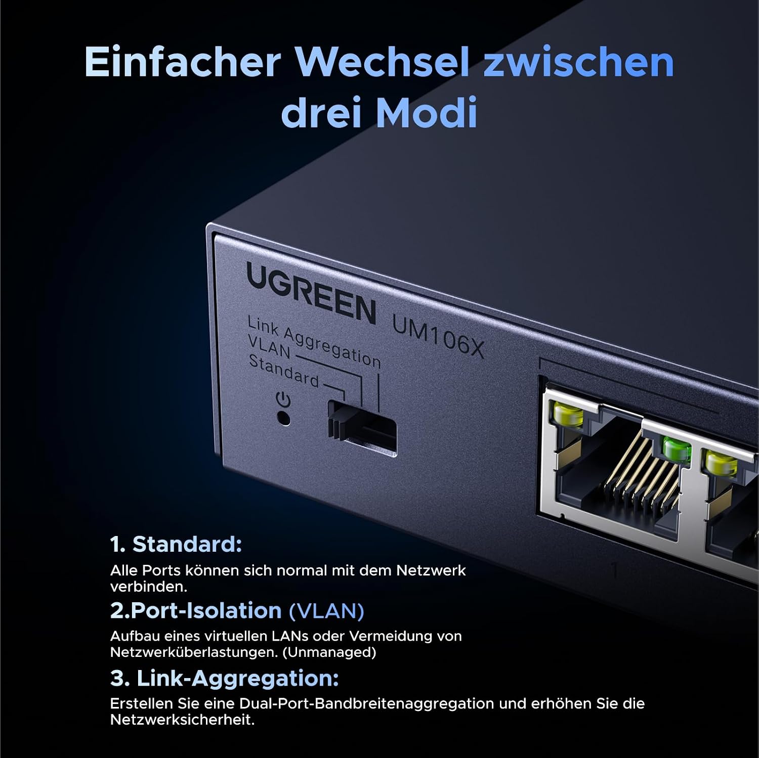Detalle 2 de UGREEN 2.5G LAN Switch 5 Ports