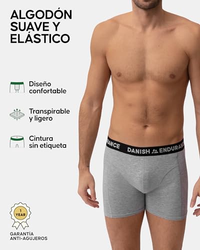 Detalle 2 de DANISH ENDURANCE Calzoncillos hombre Boxer Algodón Premium — Pack 6 Multicolor (L)