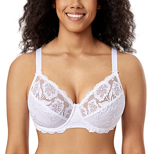 Detalle de DELIMIRA Femme Soutien-Gorge Grande Taille Dentelle Blanc 95D