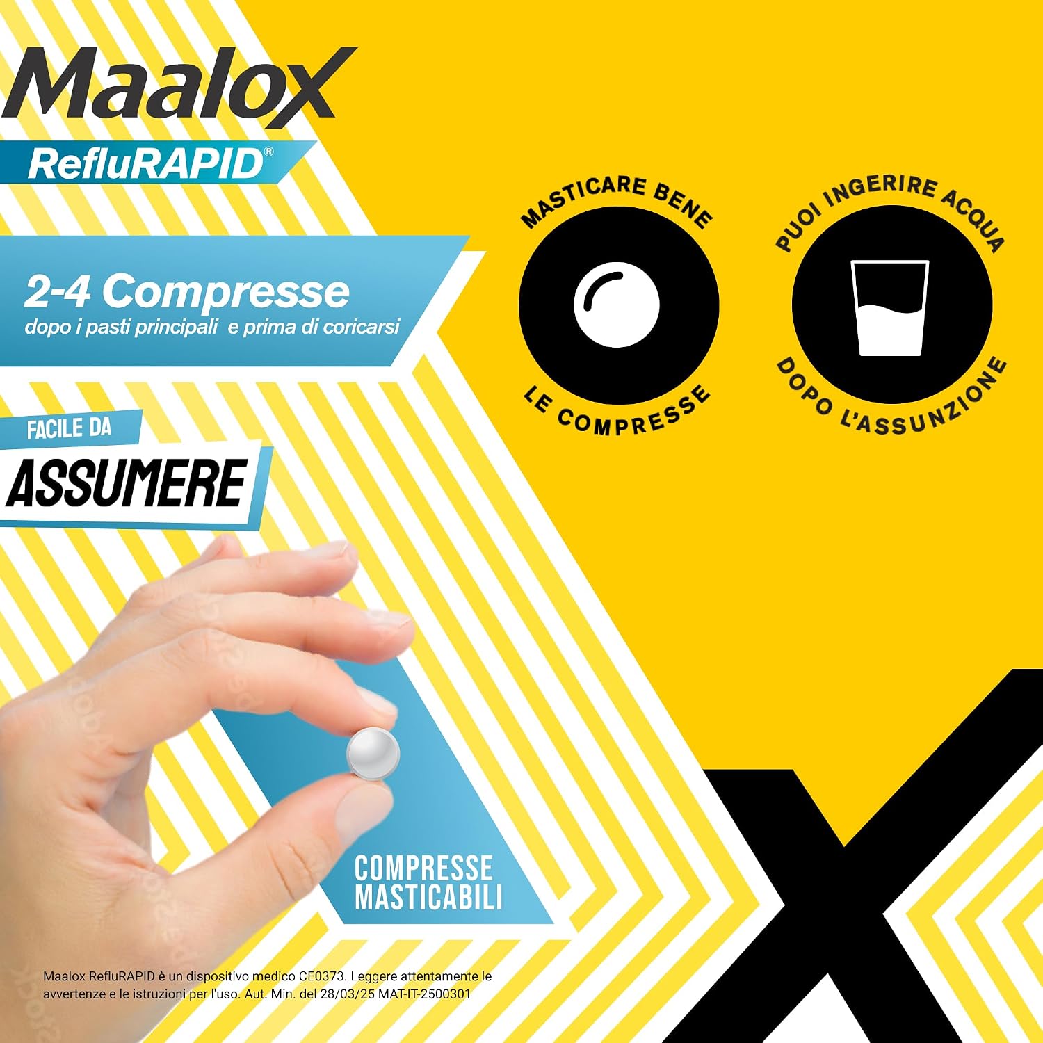 Detalle de Maalox Reflurapid Reflusso Gastroesofageo e Bruciore – 40 Compresse Masticabili