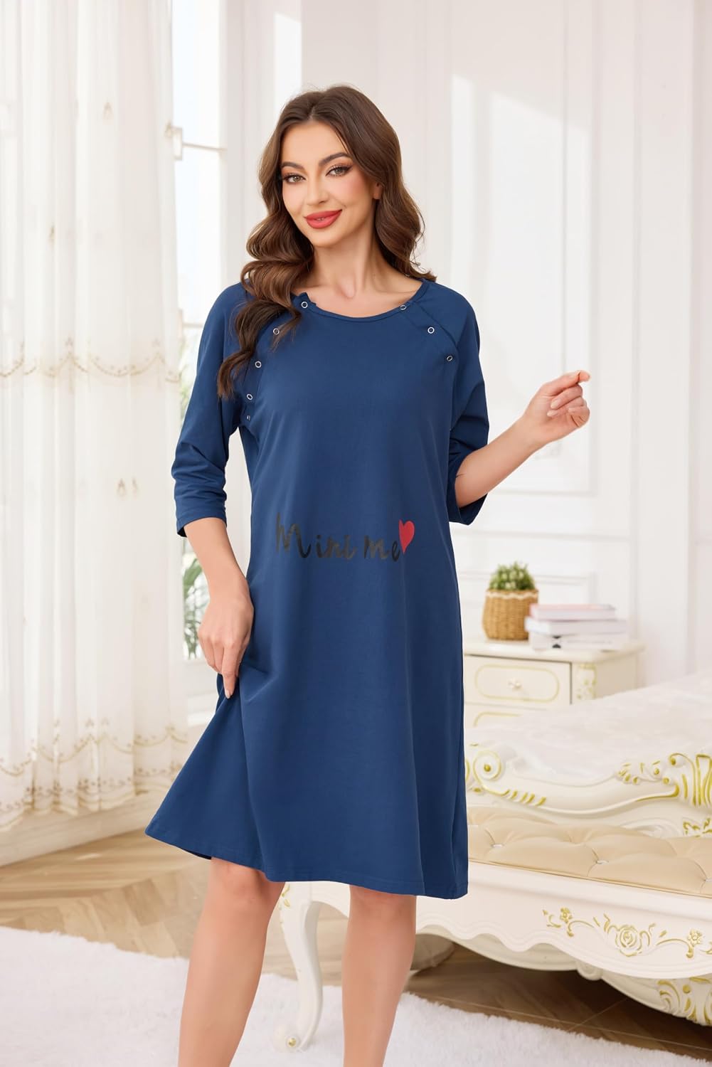 Thumbnail 2 de Vlazom 3 in 1 Cotton Nursing Nightgown: Comfortable Maternity & Hospital Wear