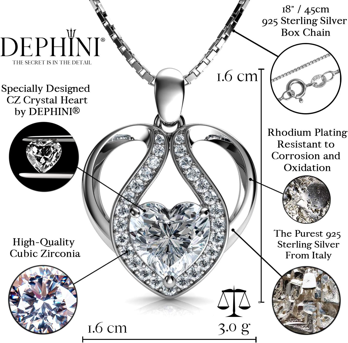 Detalle 2 de DEPHINI collana cuore in argento 925