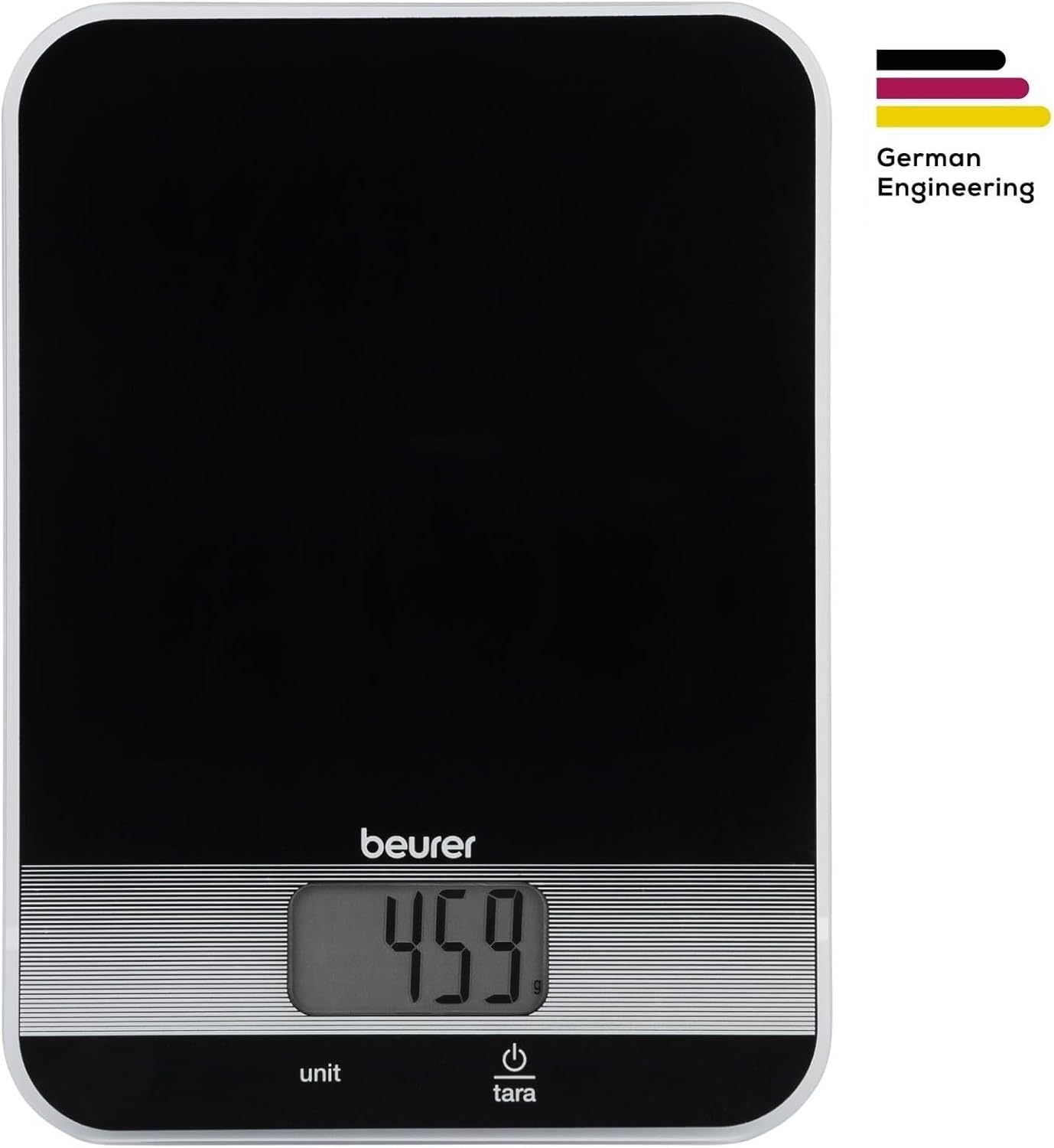 Detalle de Beurer KS19 (704.04) digital köksvåg i svart med tarering, 5 kg och 1 g