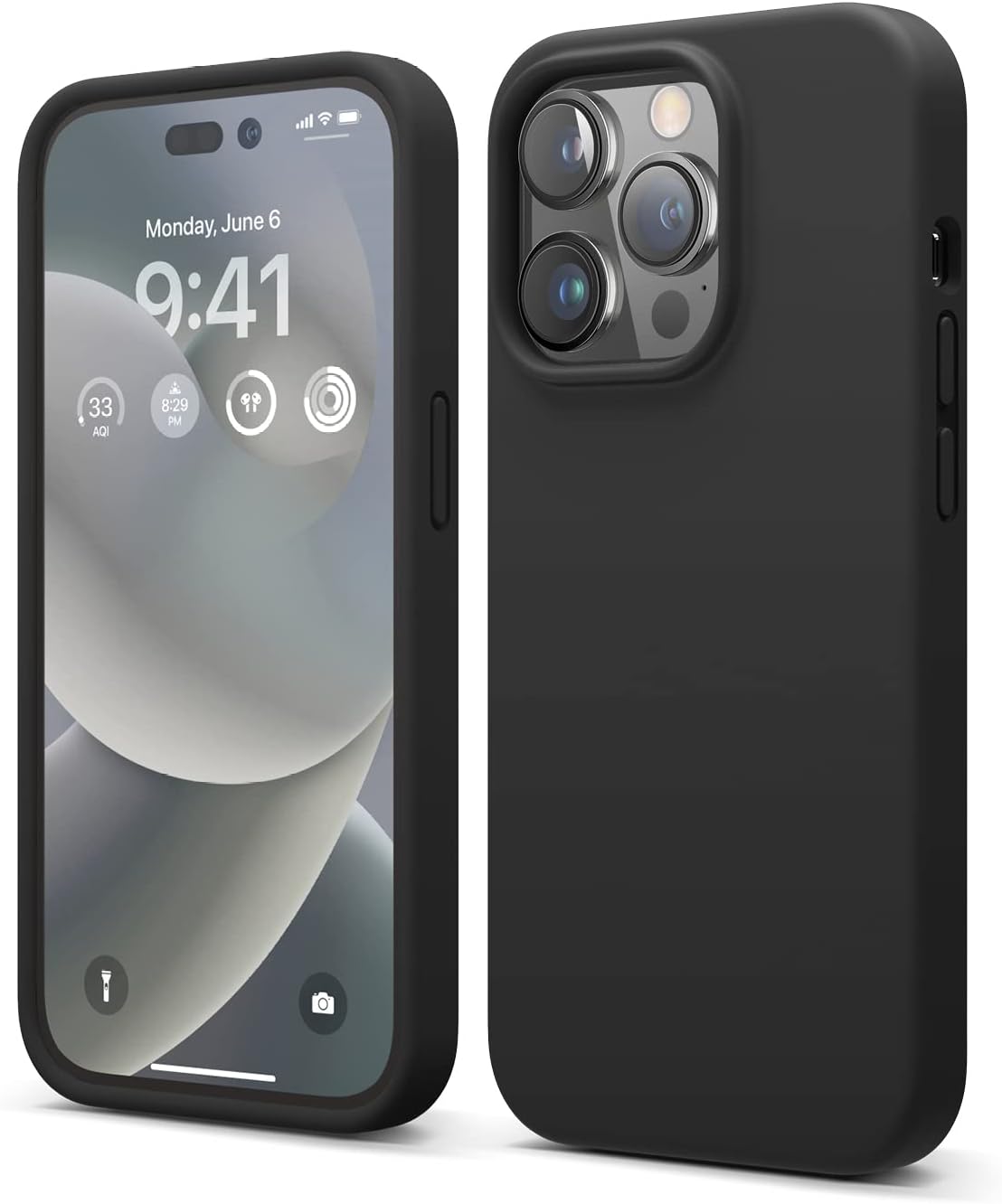 Detalle de elago Cover in Silicone Liquido 4 Strati per iPhone 14 Pro (6,1") con microfibra antigraffio – Nero